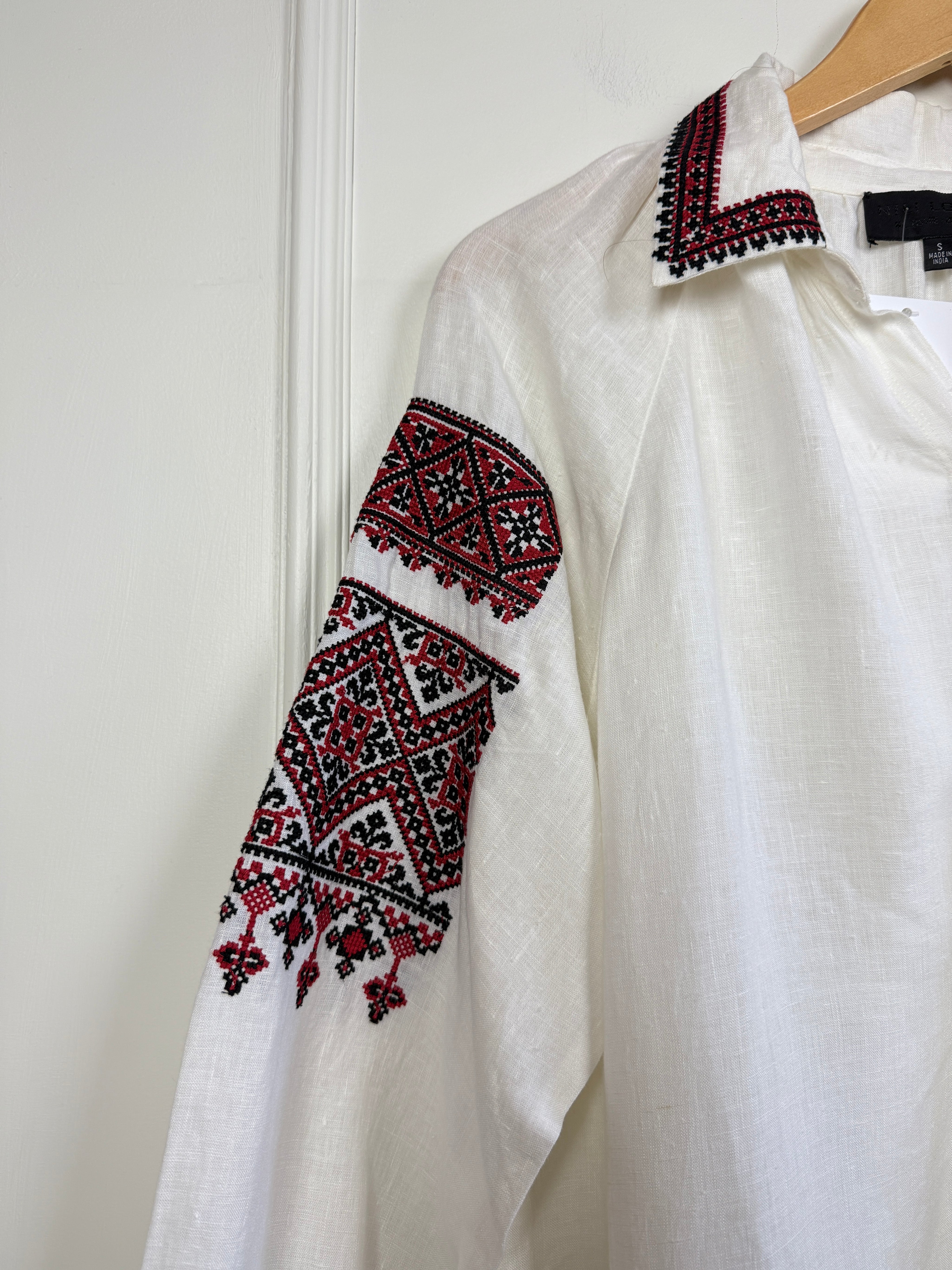 Nili Lotan Embroidered Linen Blouse (S)
