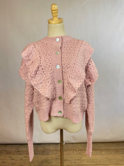 Farm Rio Pink Flower Texture Knit Cardigan (XL)