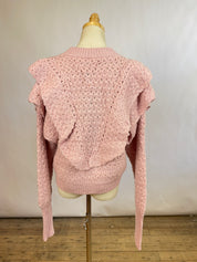 Farm Rio Pink Flower Texture Knit Cardigan (XL)