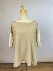 White + Warren Color Block Cashmere Top (L)