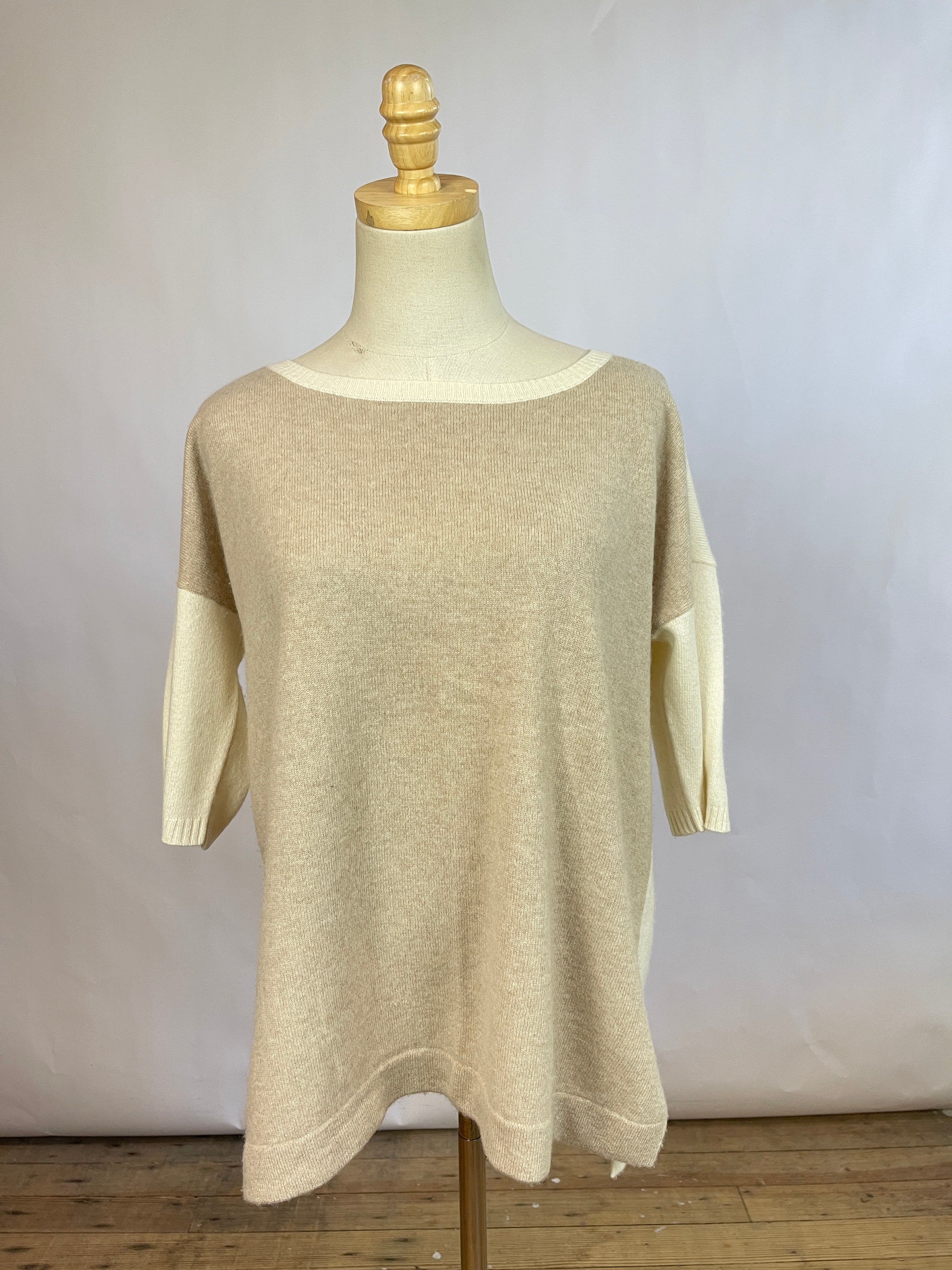 White + Warren Color Block Cashmere Top (L)