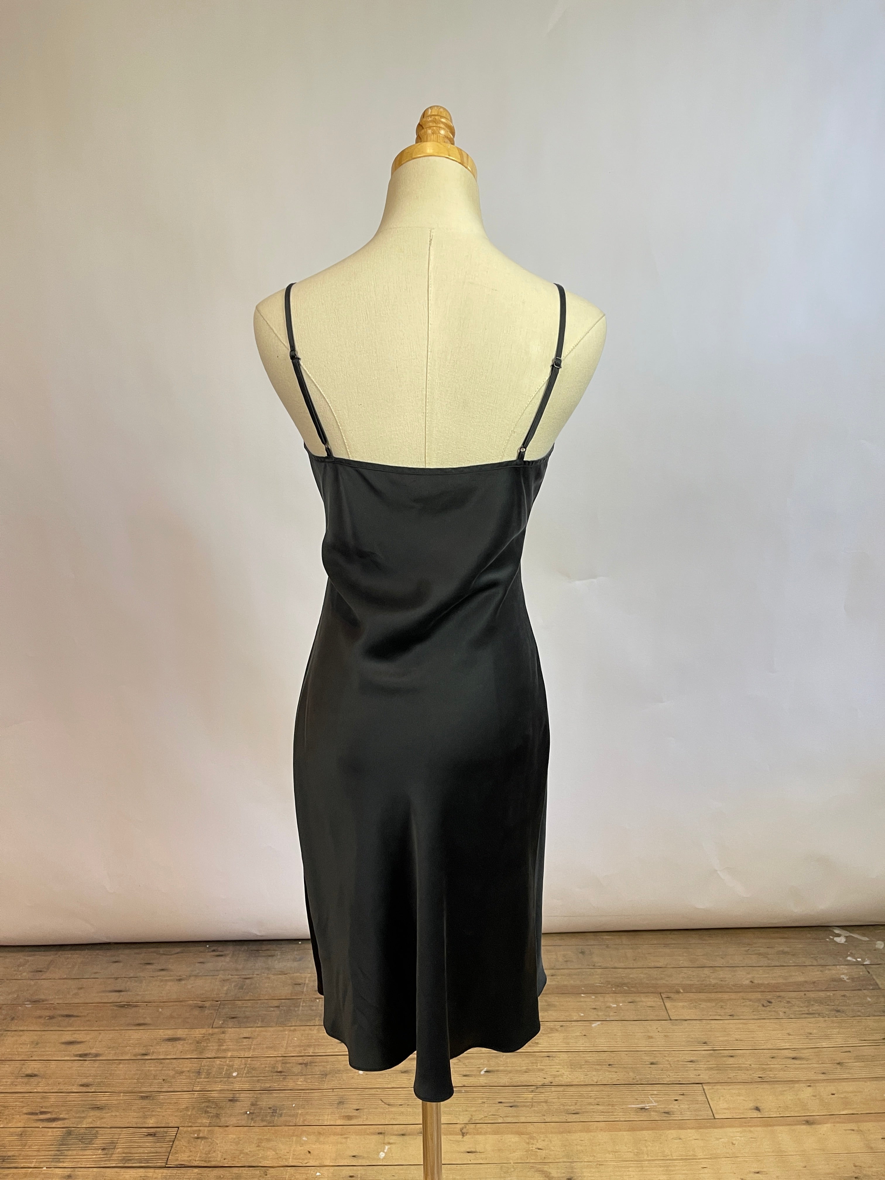 Quince Black Silk Slip (M)