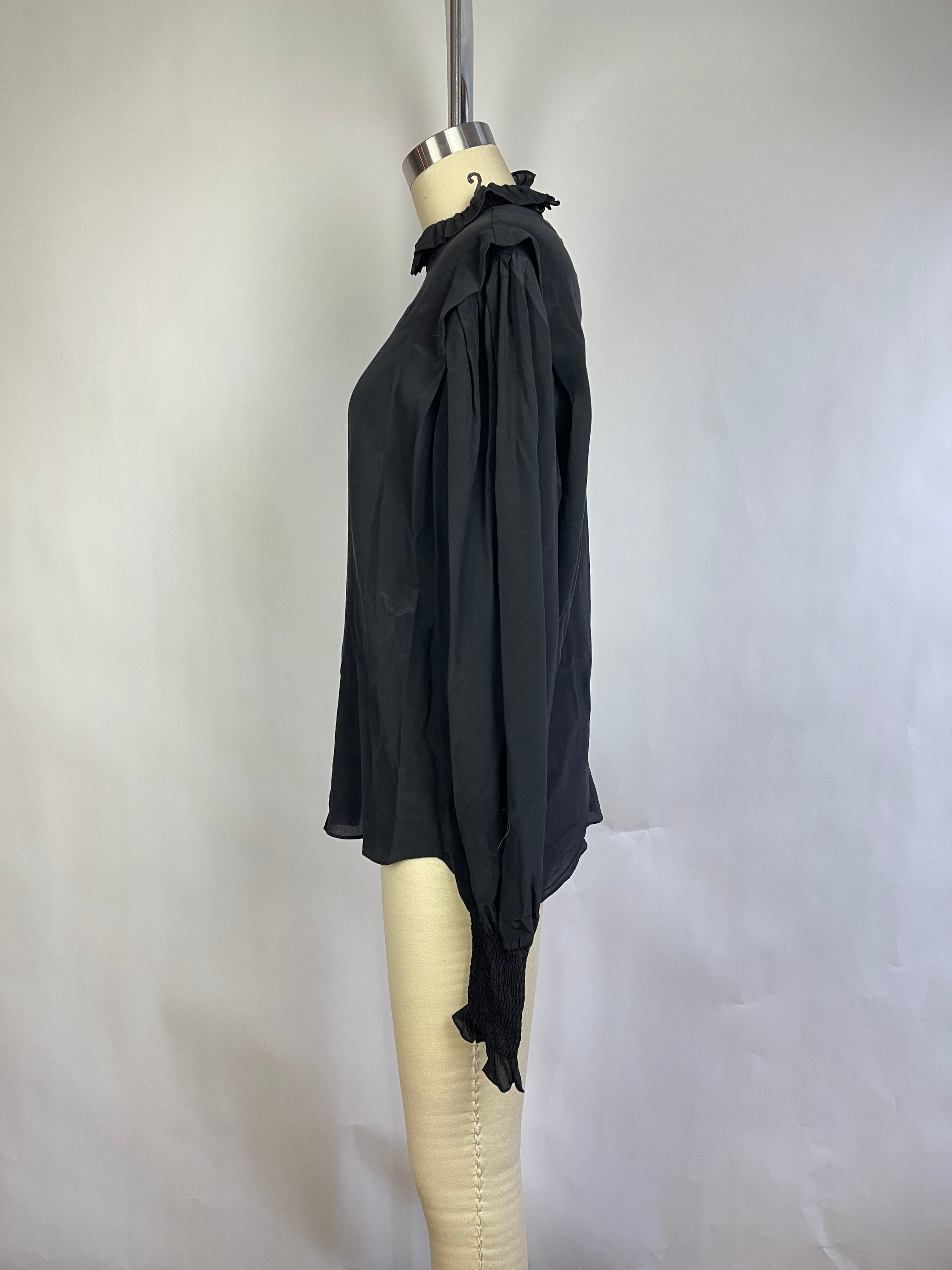 Isabel Marant Black Ruffle Neck Blouse (M/FR40)