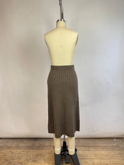 Quince Brown Cashmere Ribbed Skirt (XS)
