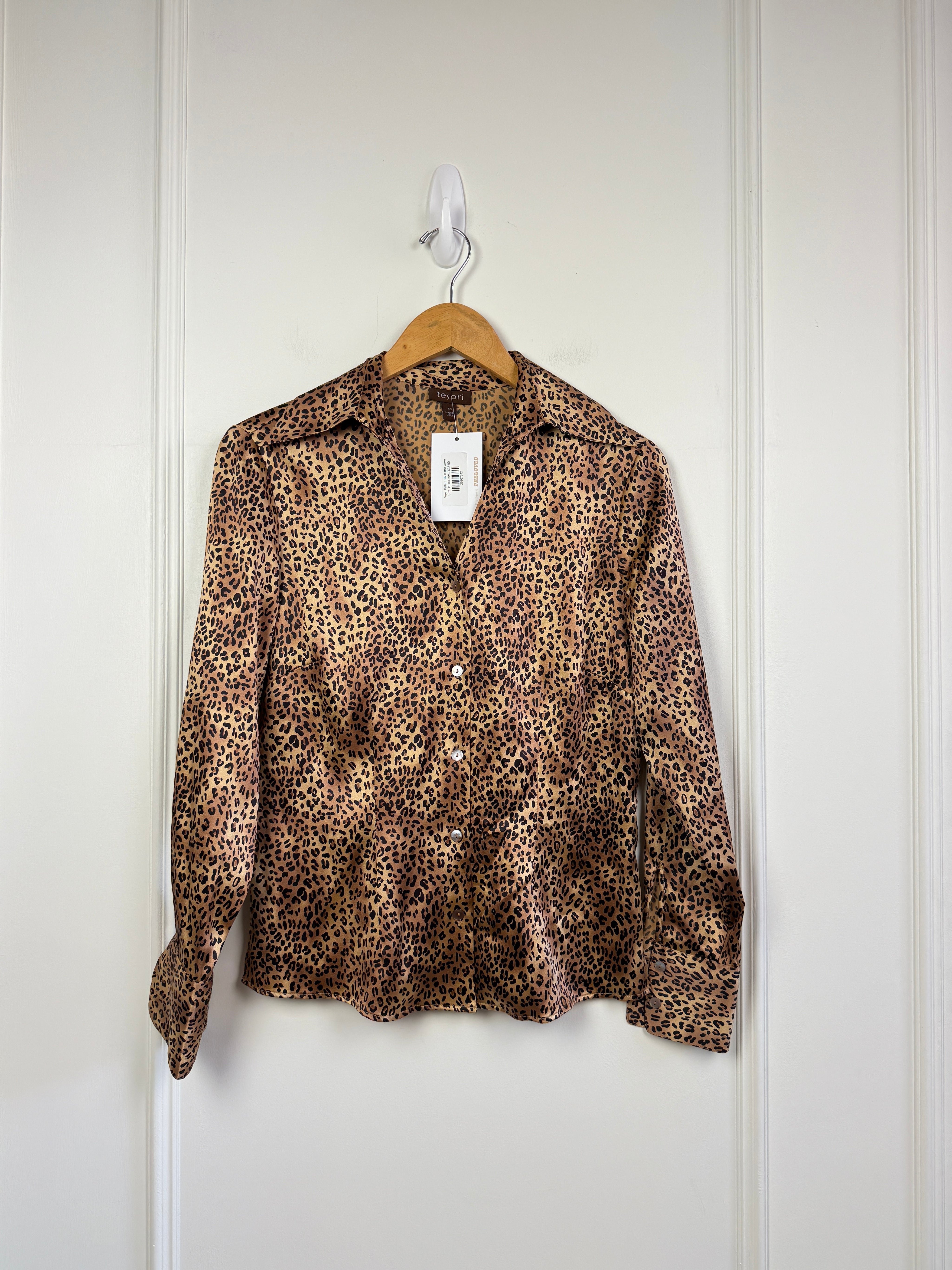 Tesori Pattern Silk Button Down (XS)