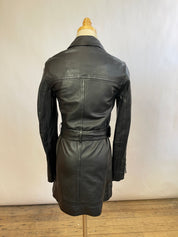 All Saints Long Leather Jacket (XS/0)