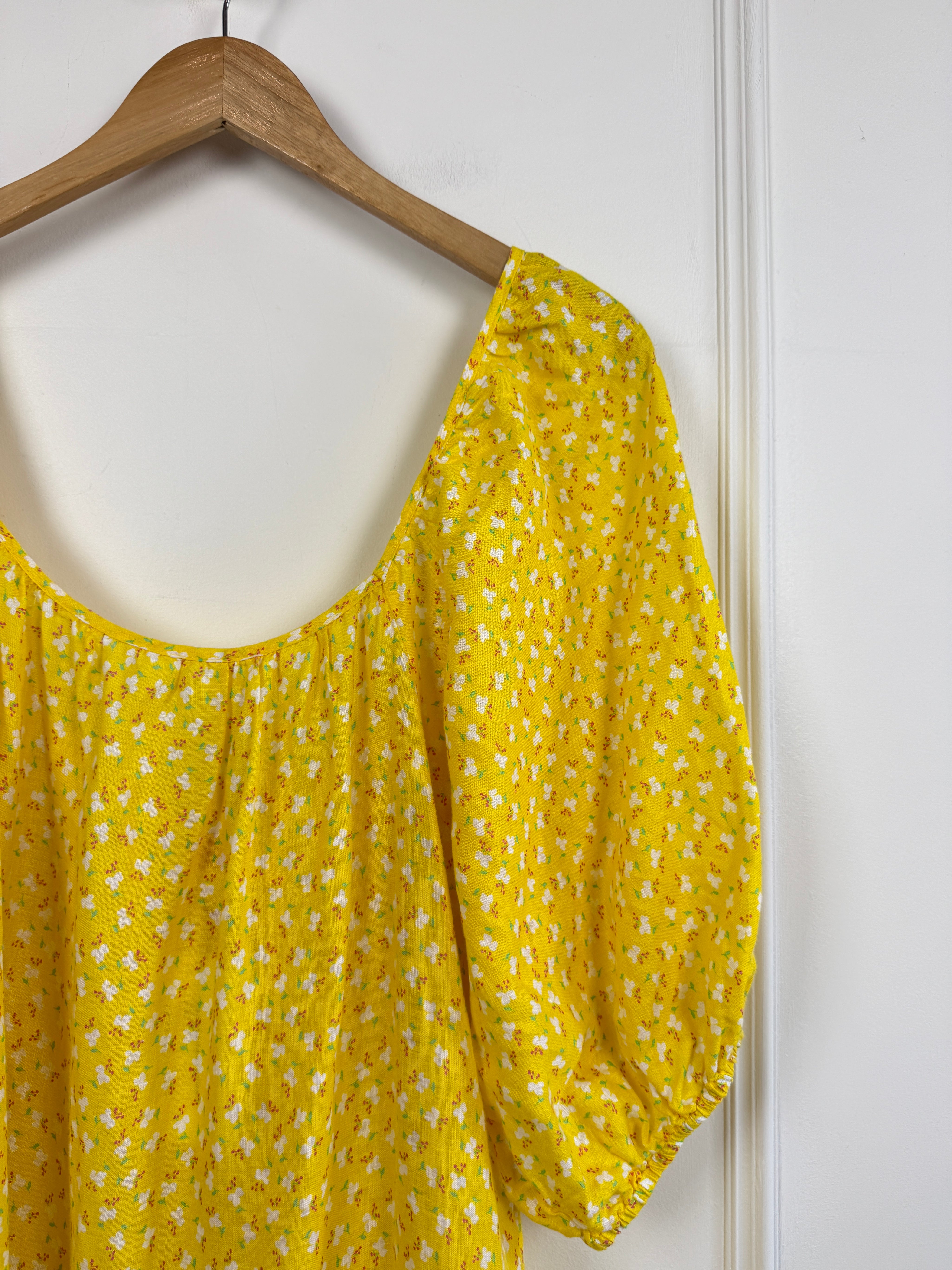 Solid & Striped Yellow Floral Dress (L)