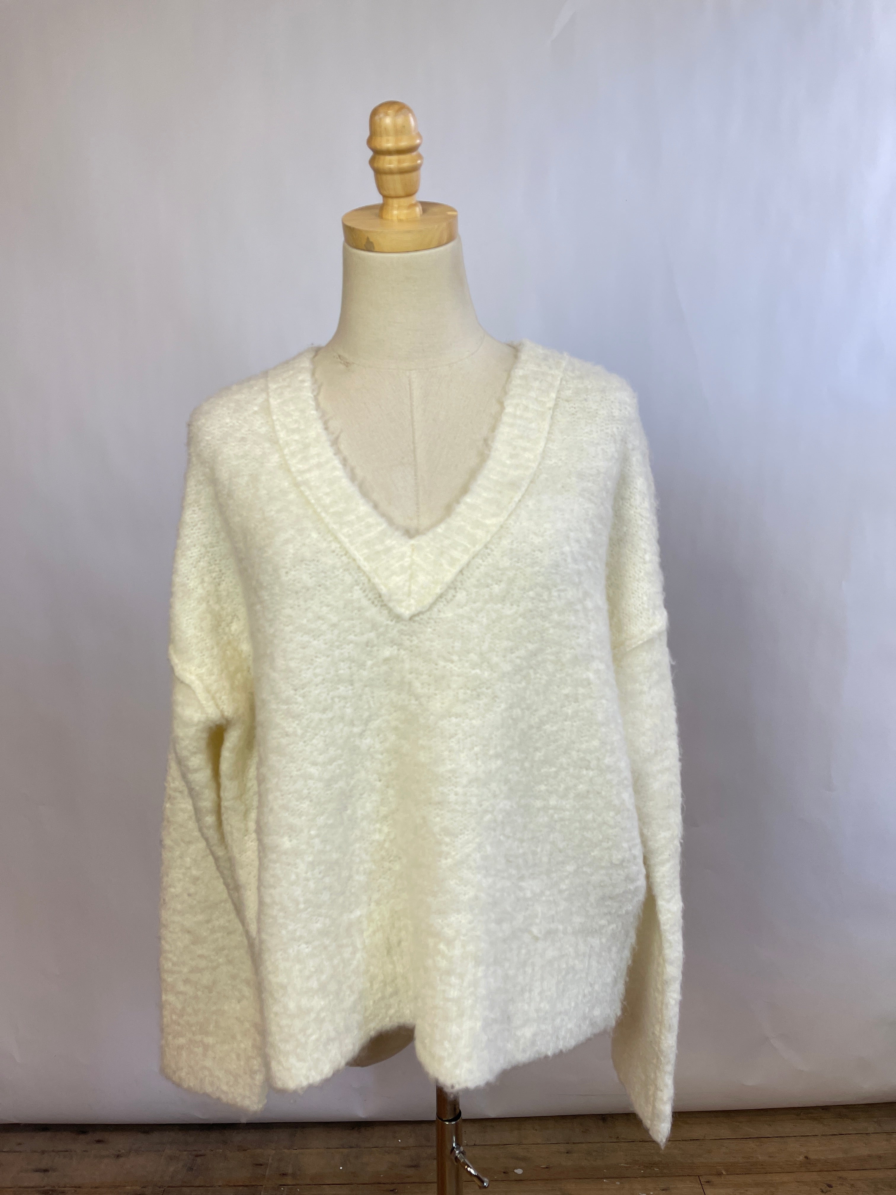 French Connection White Boucle Sweater (S)