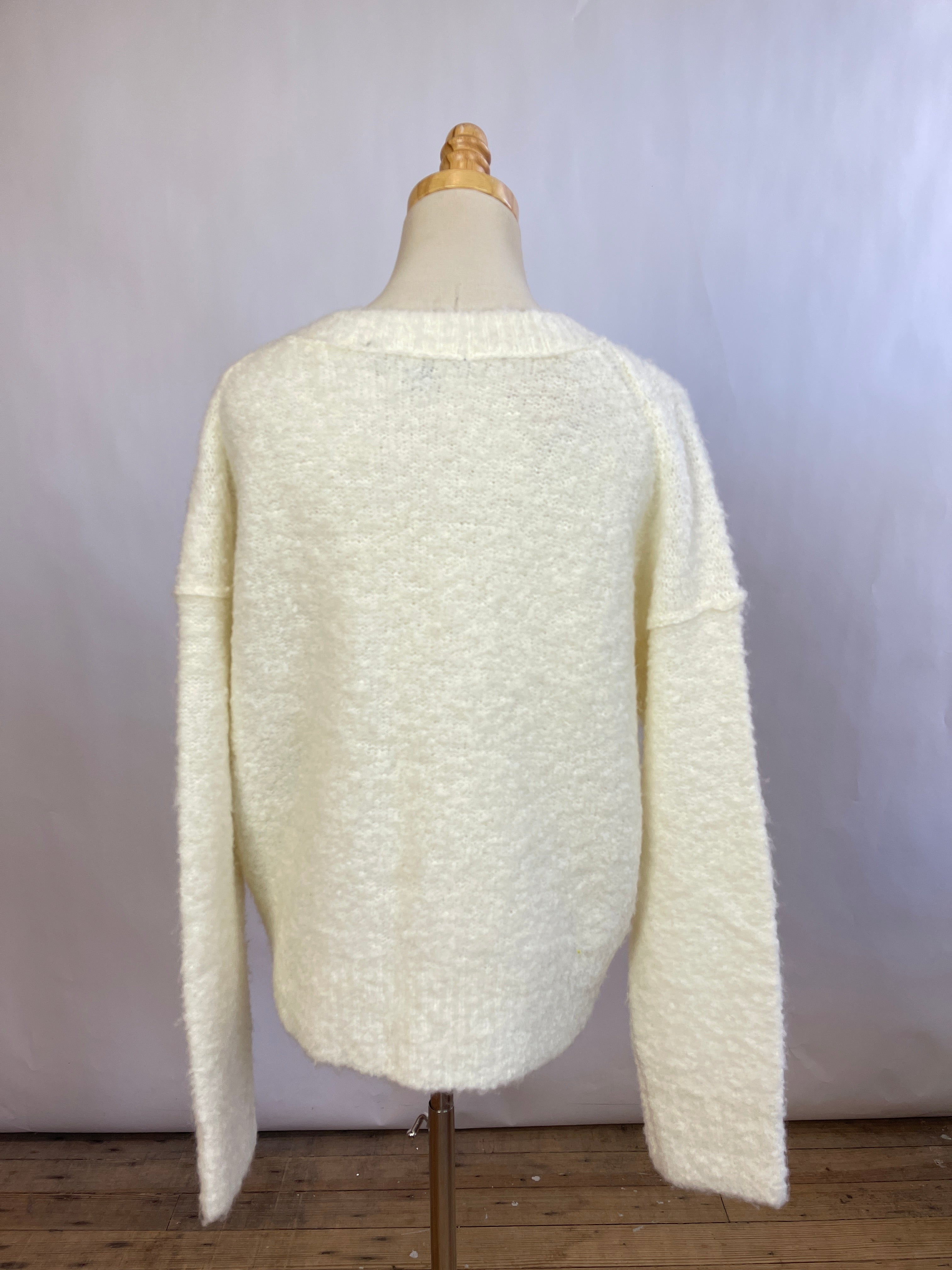 French Connection White Boucle Sweater (S)