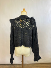 Free People Navy Ruffle Sweater (L)