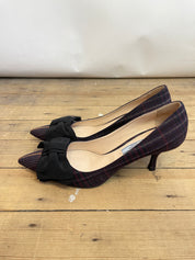 Prada Plaid Bow Heels (37.5)