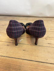 Prada Plaid Bow Heels (37.5)