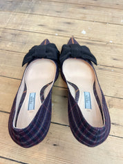 Prada Plaid Bow Heels (37.5)