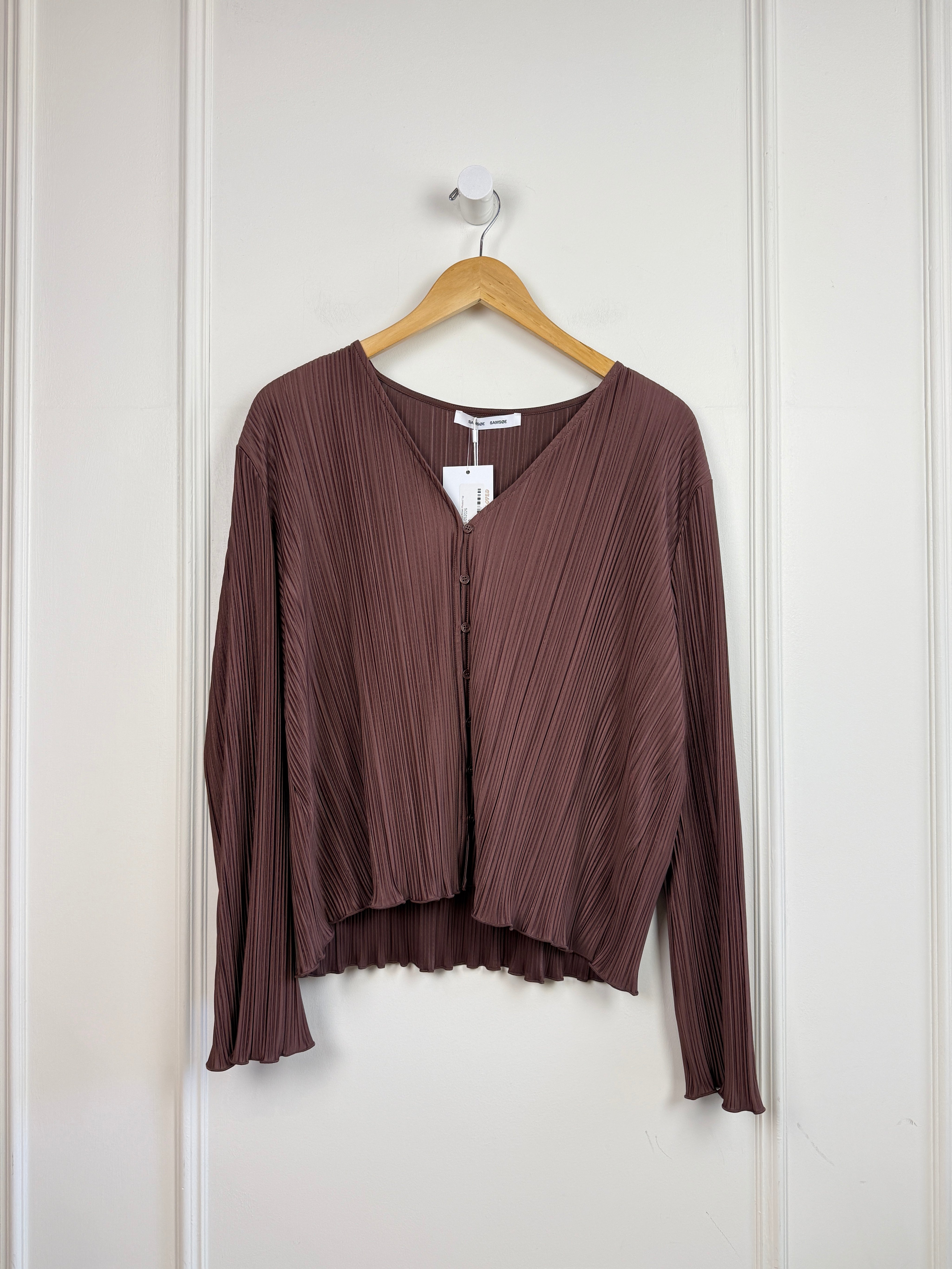 Samsoe Samsoe Sauma Brown Pleated Top (S)