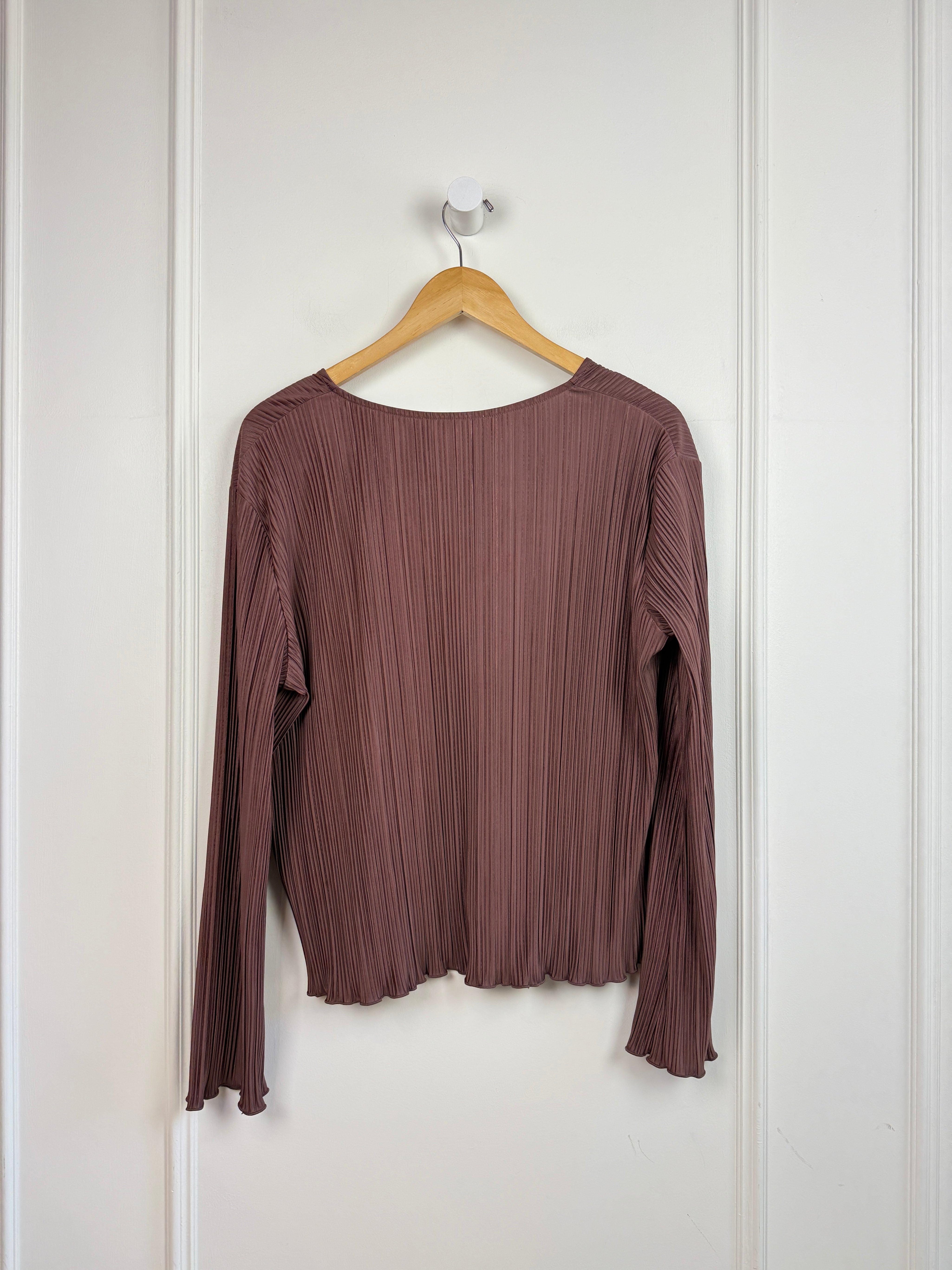 Samsoe Samsoe Sauma Brown Pleated Top (S)