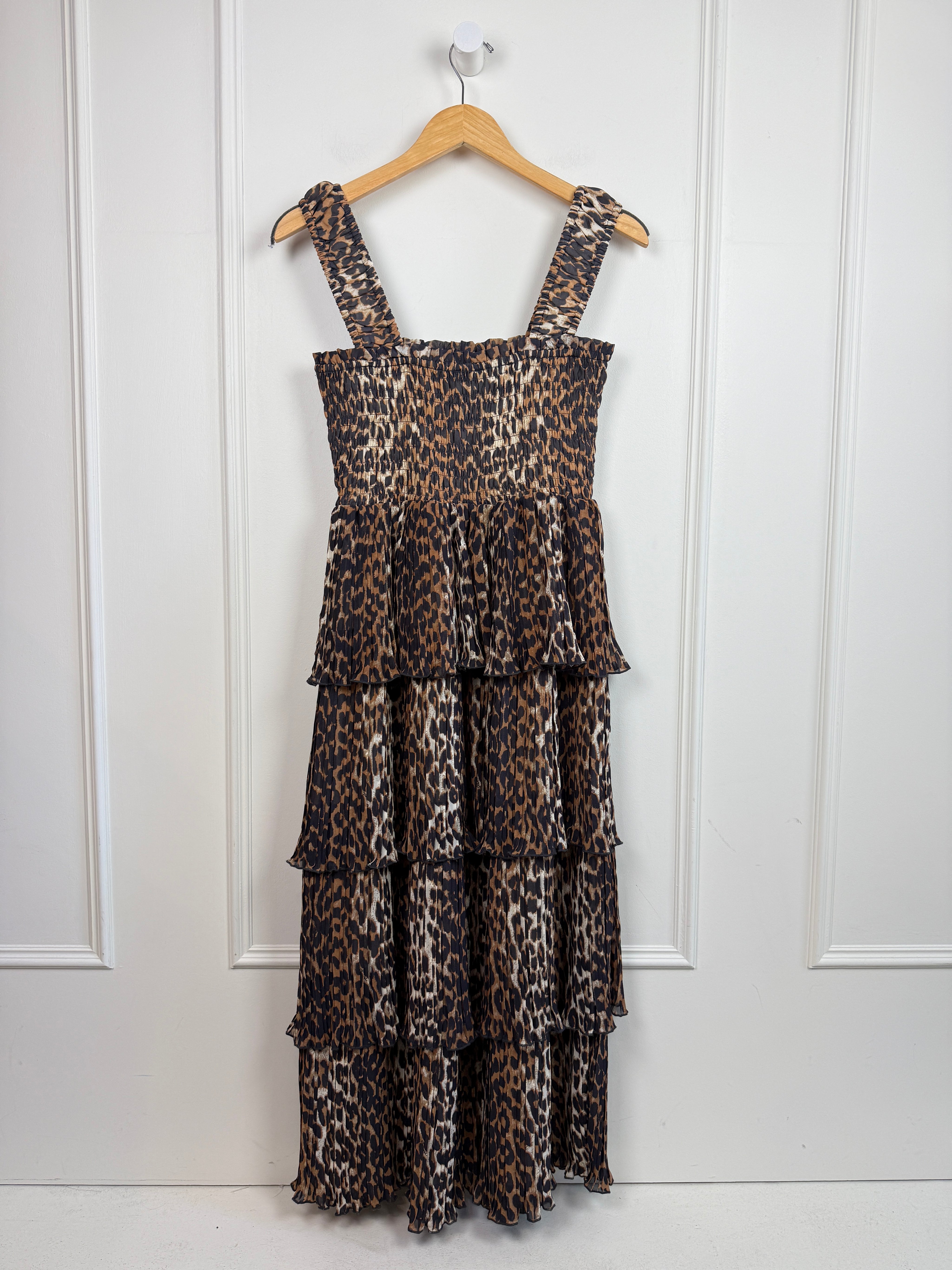 Ganni Tiered Cheetah Dress (S/36)