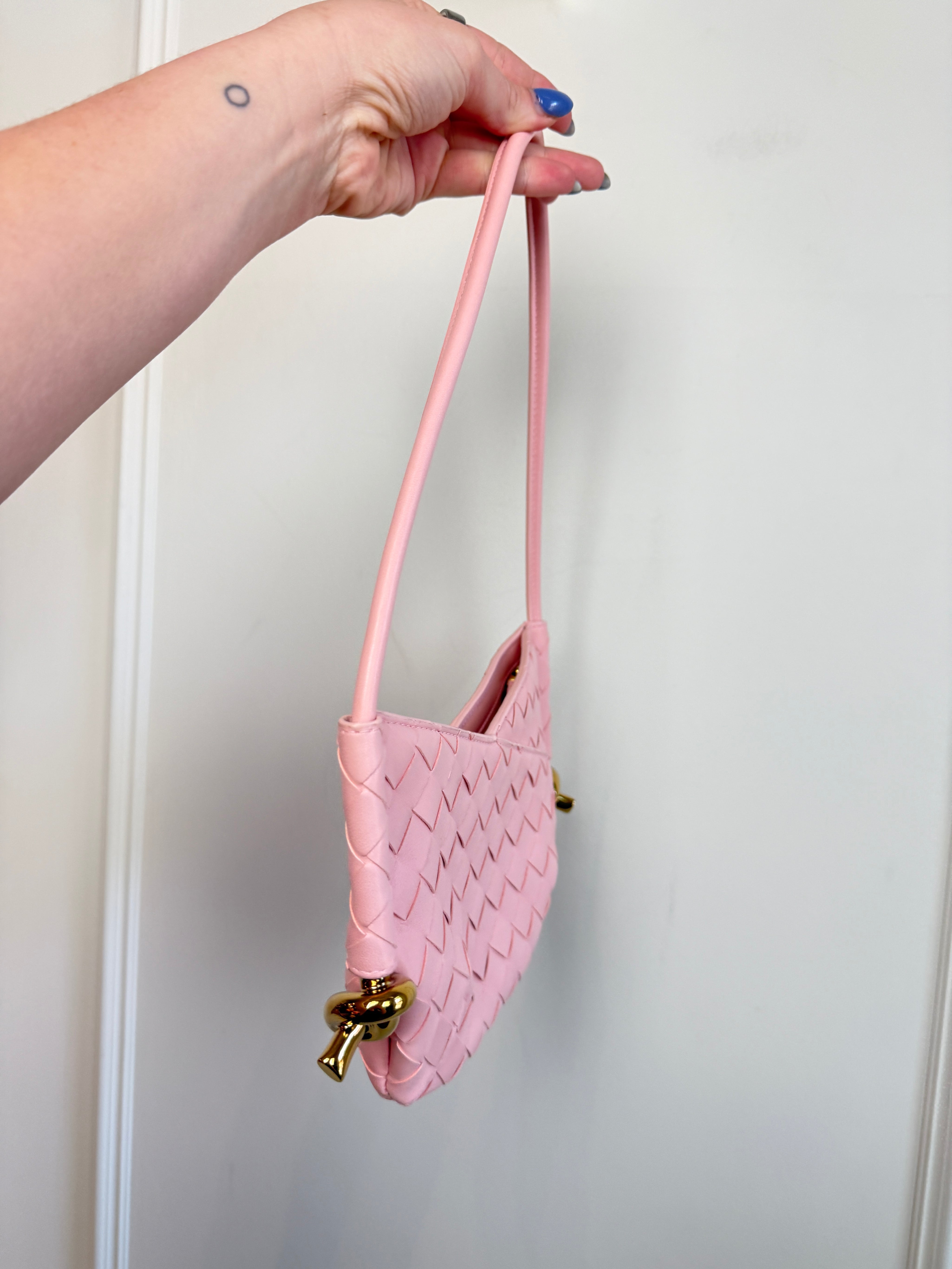 Bottega Veneta Mini Solstice Intrecciato Leather Bag - Rose