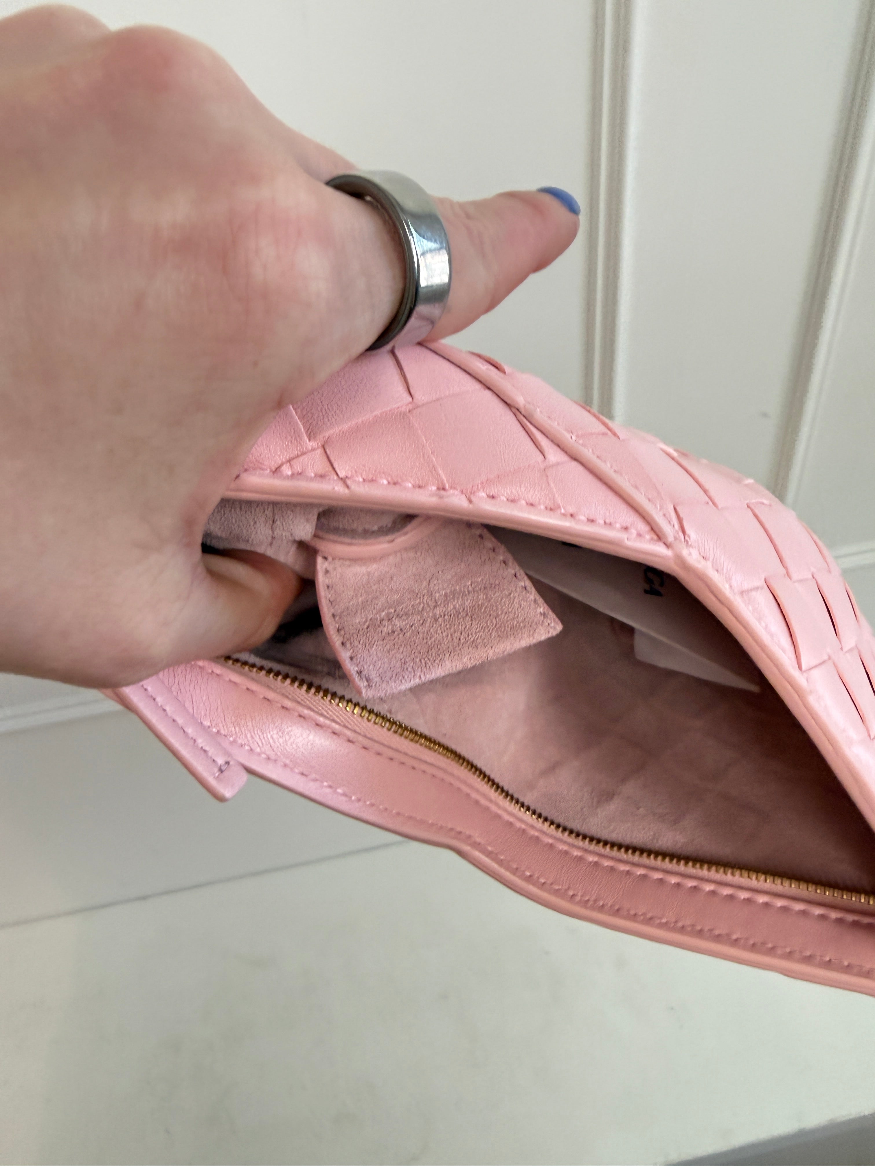 Bottega Veneta Mini Solstice Intrecciato Leather Bag - Rose