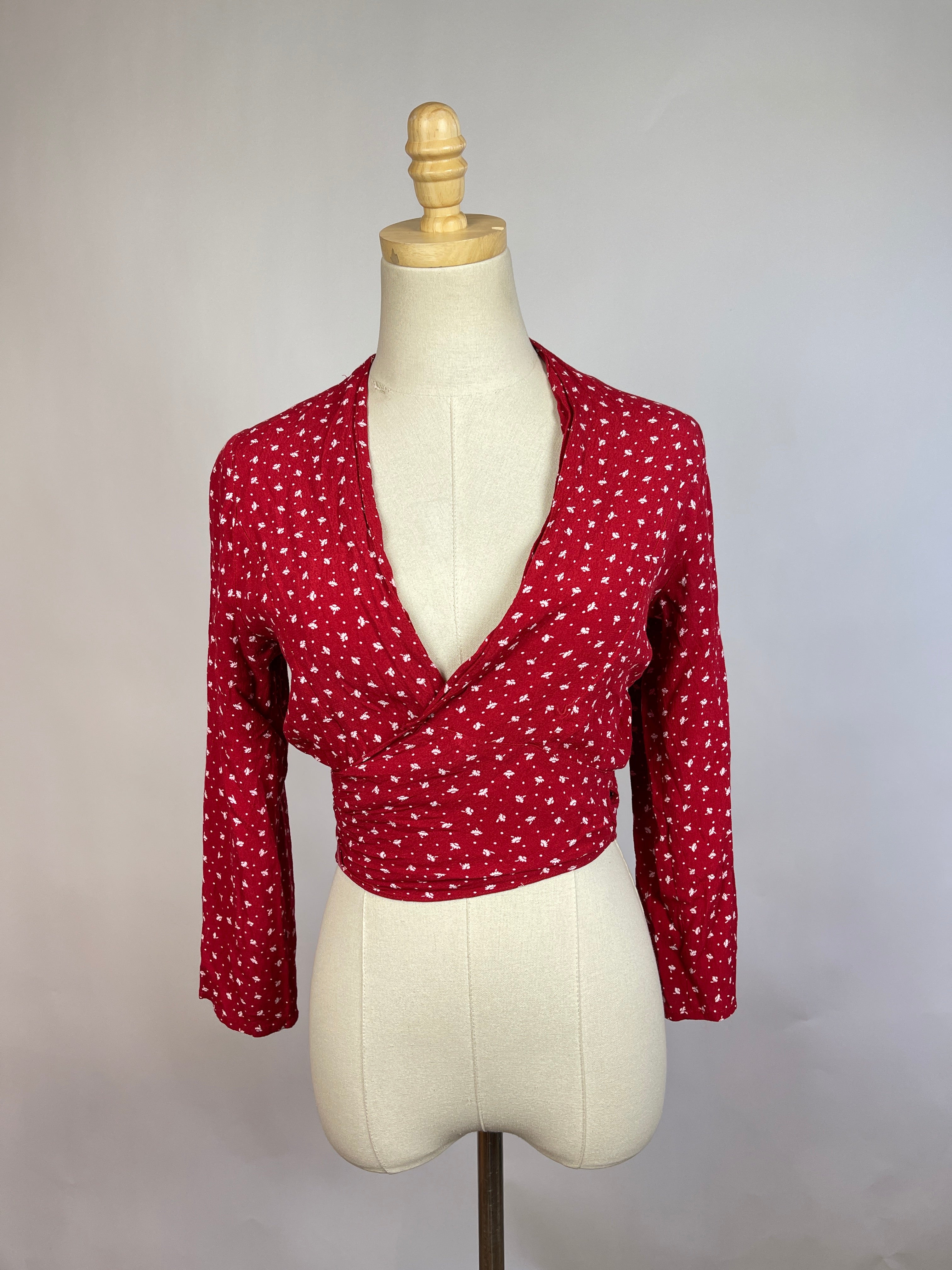 Rolla's Red Wrap Blouse (XS)