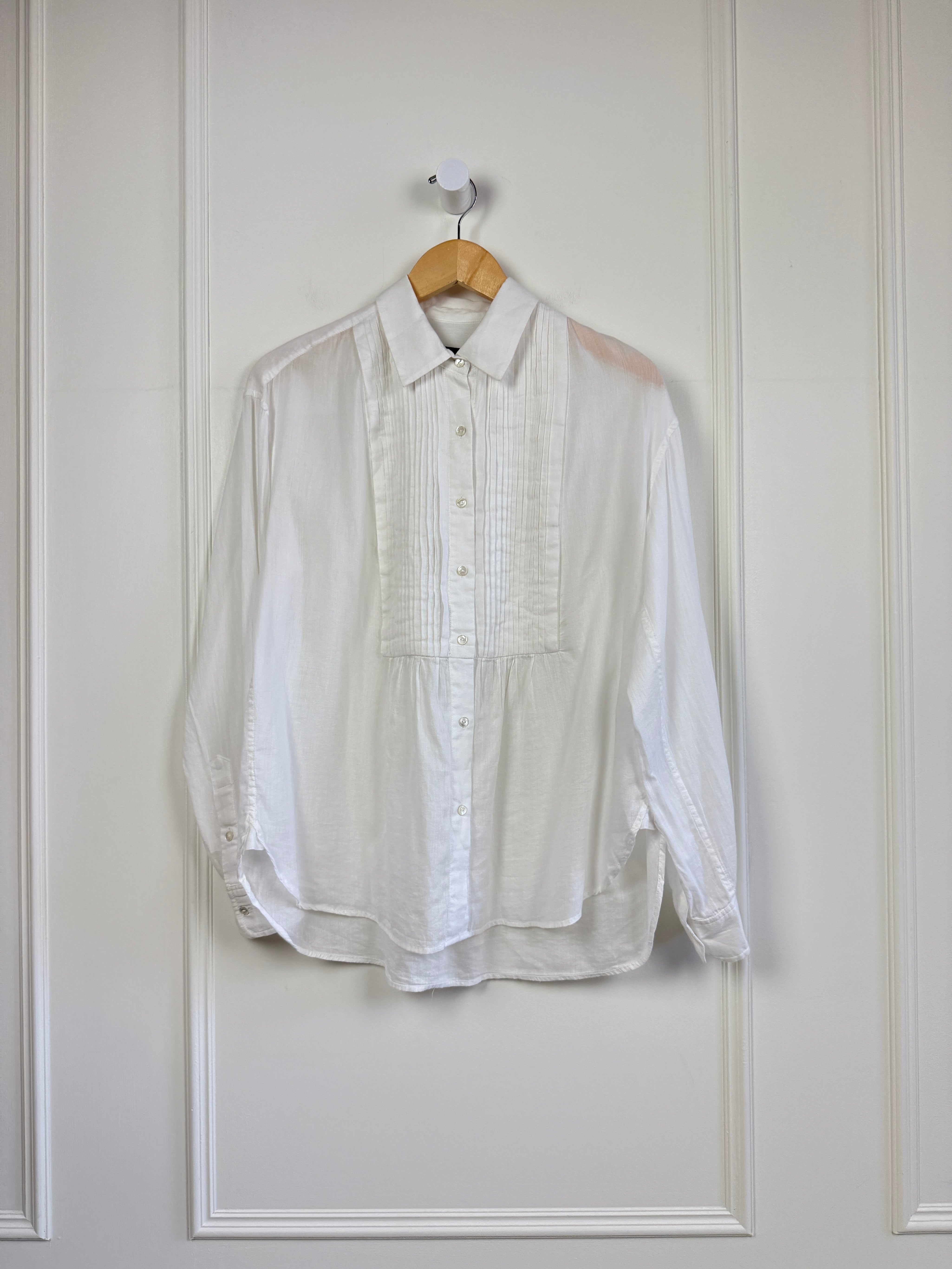 Nili Lotan White Pleated Blouse (S)