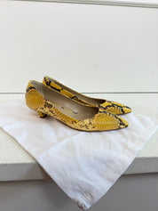Jamie Haller "The Kitty Point Heel" in Yellow Snake (37.5)