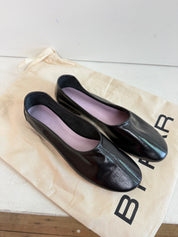 By Far Prudence Black Creased Leather Ballet Flat (38)