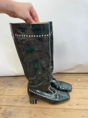 Maryam Nassir Zadeh Green Kiki Studded Patent Knee Boot (39)