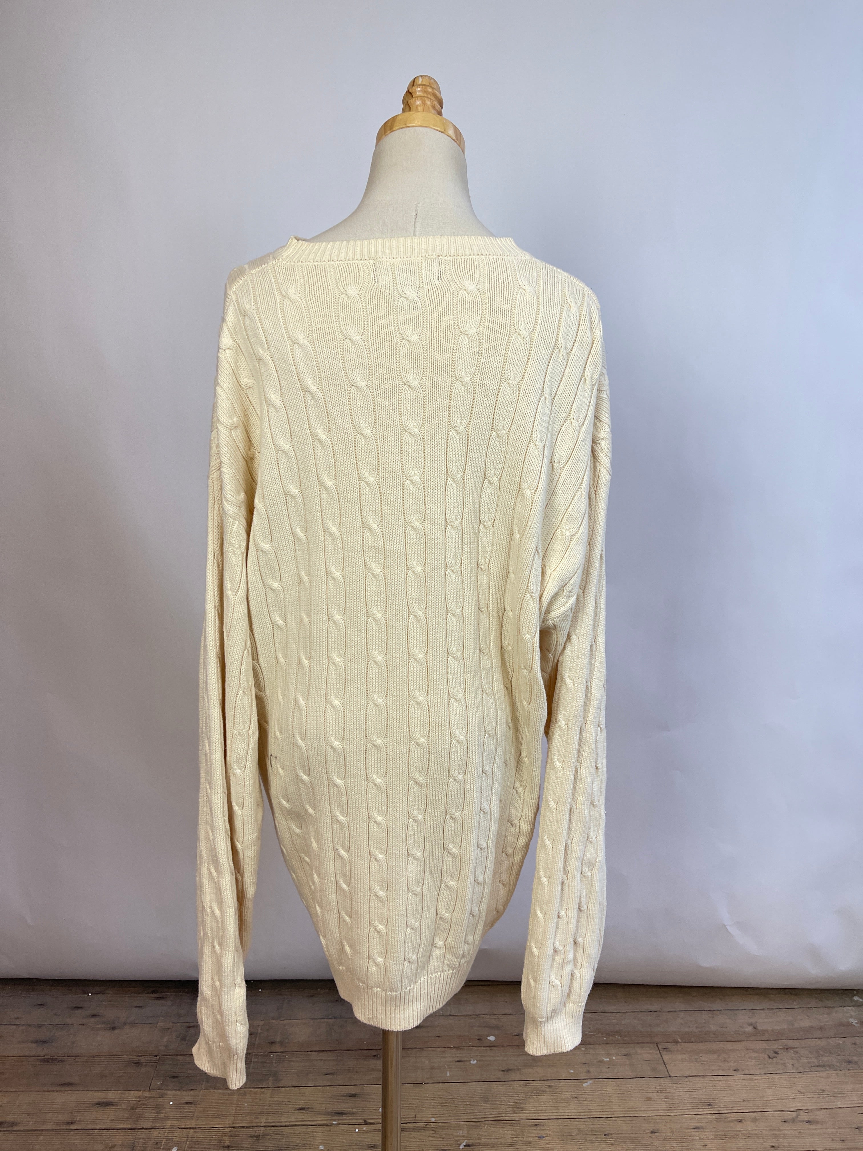 Vintage Hunt Club Cream Cotton Sweater (XL)