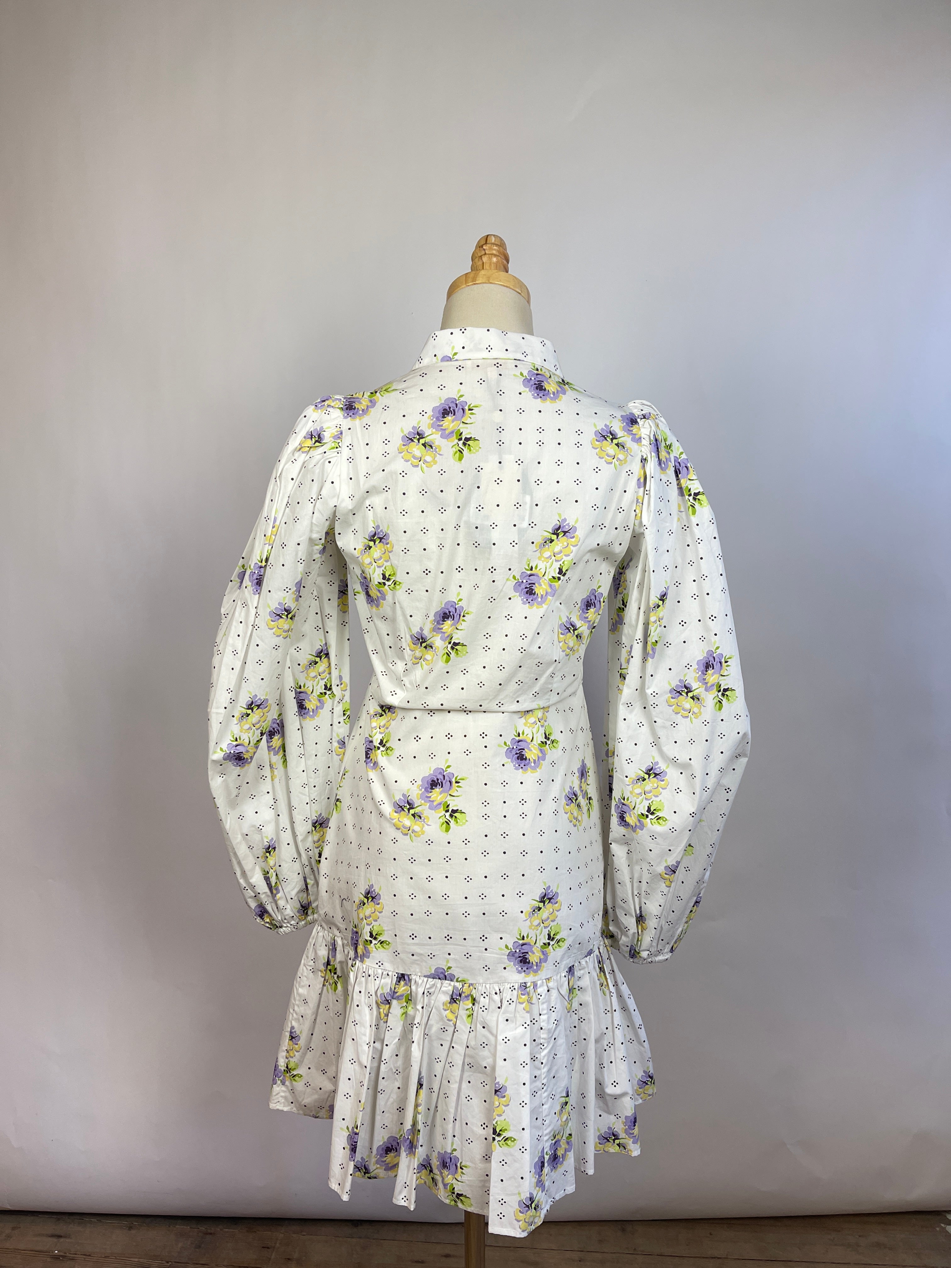 By TiMo "Cotton Button Down Dress" in "Dotted Flower" (S)