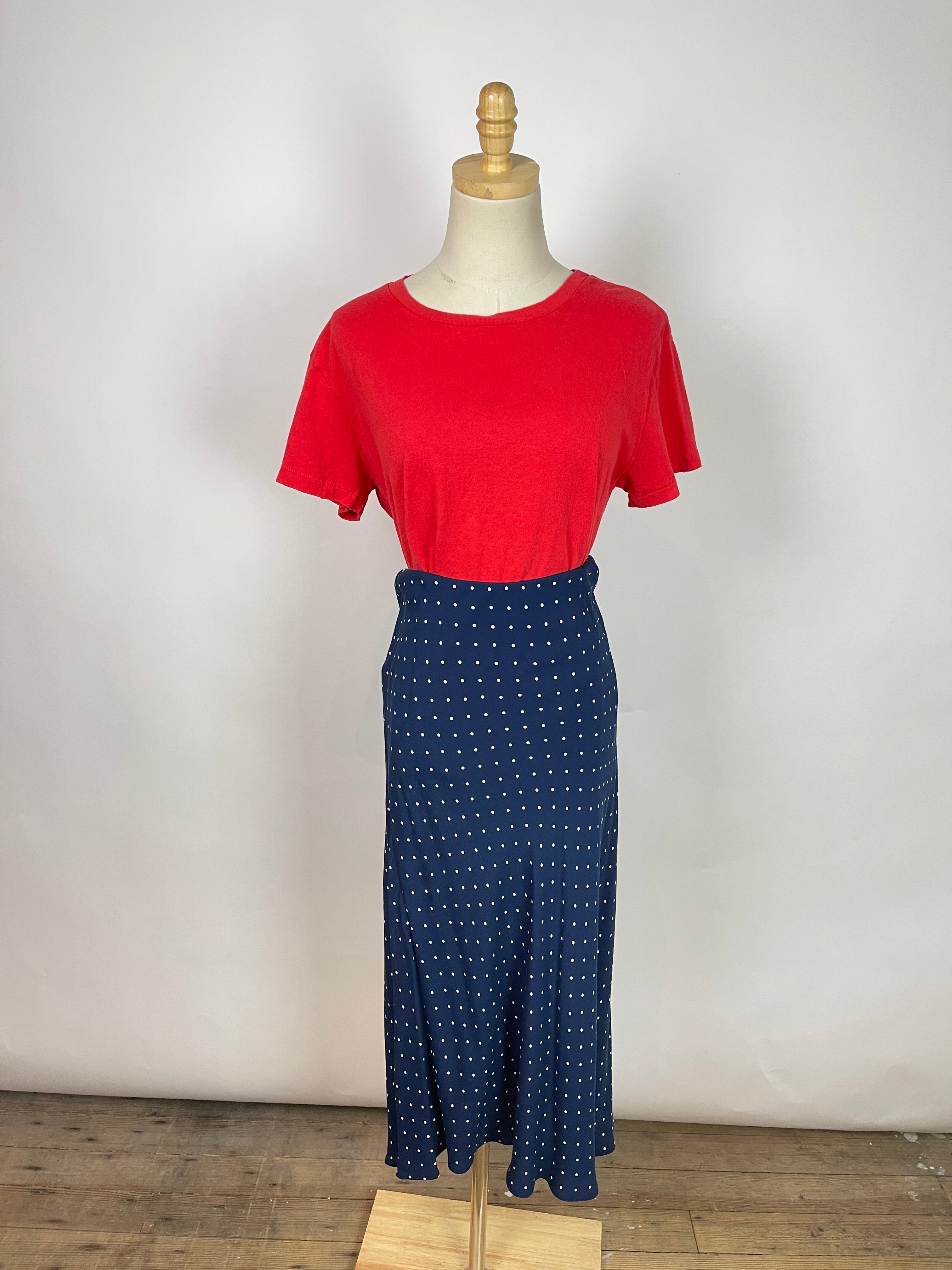Madewell Navy Dot Skirt (XL/14)
