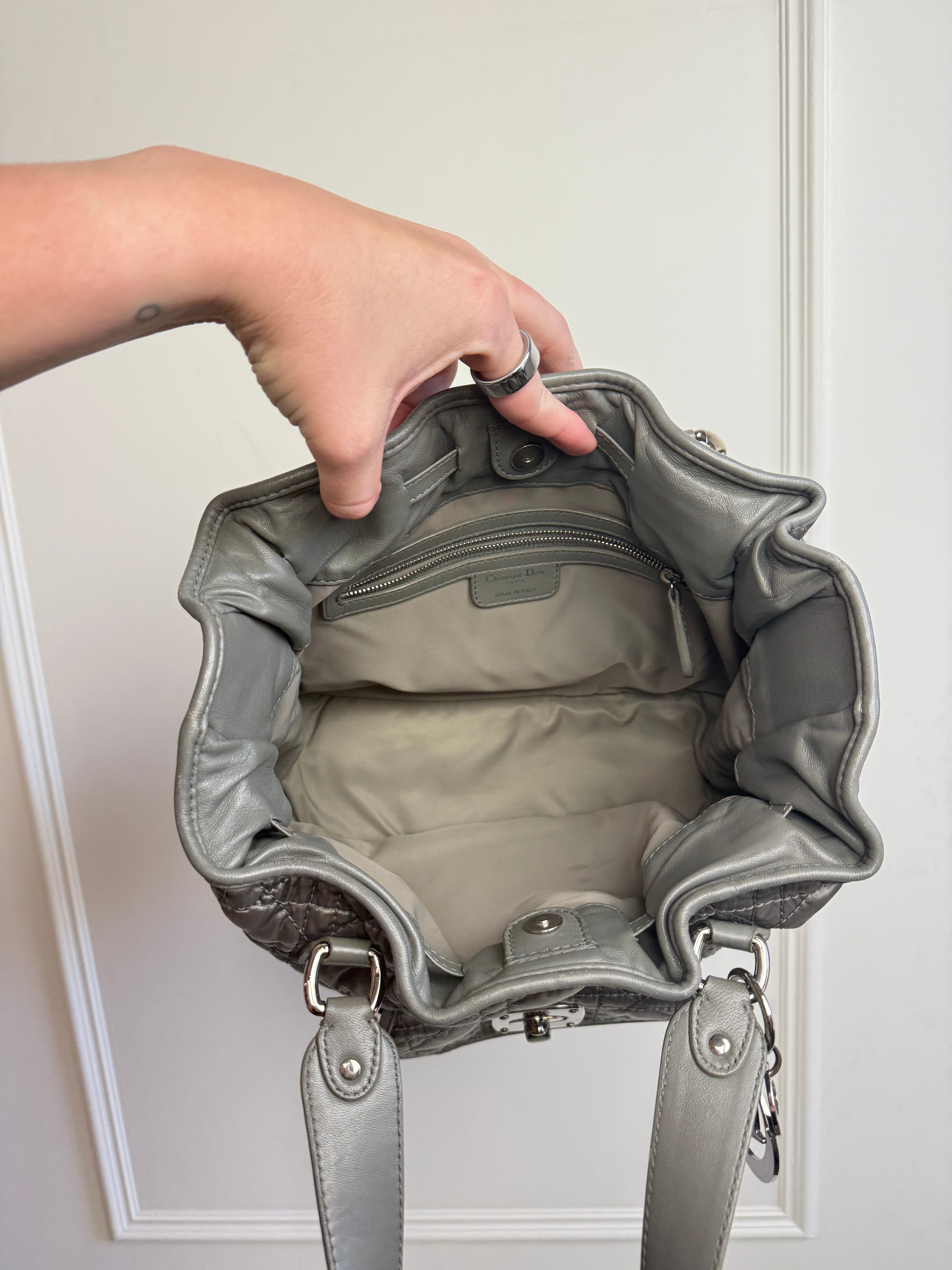 Dior Cannage Satin Charming Lock Handle Bag