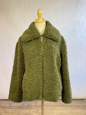 Apparis Faux Fur Green Zip Bomber (S)