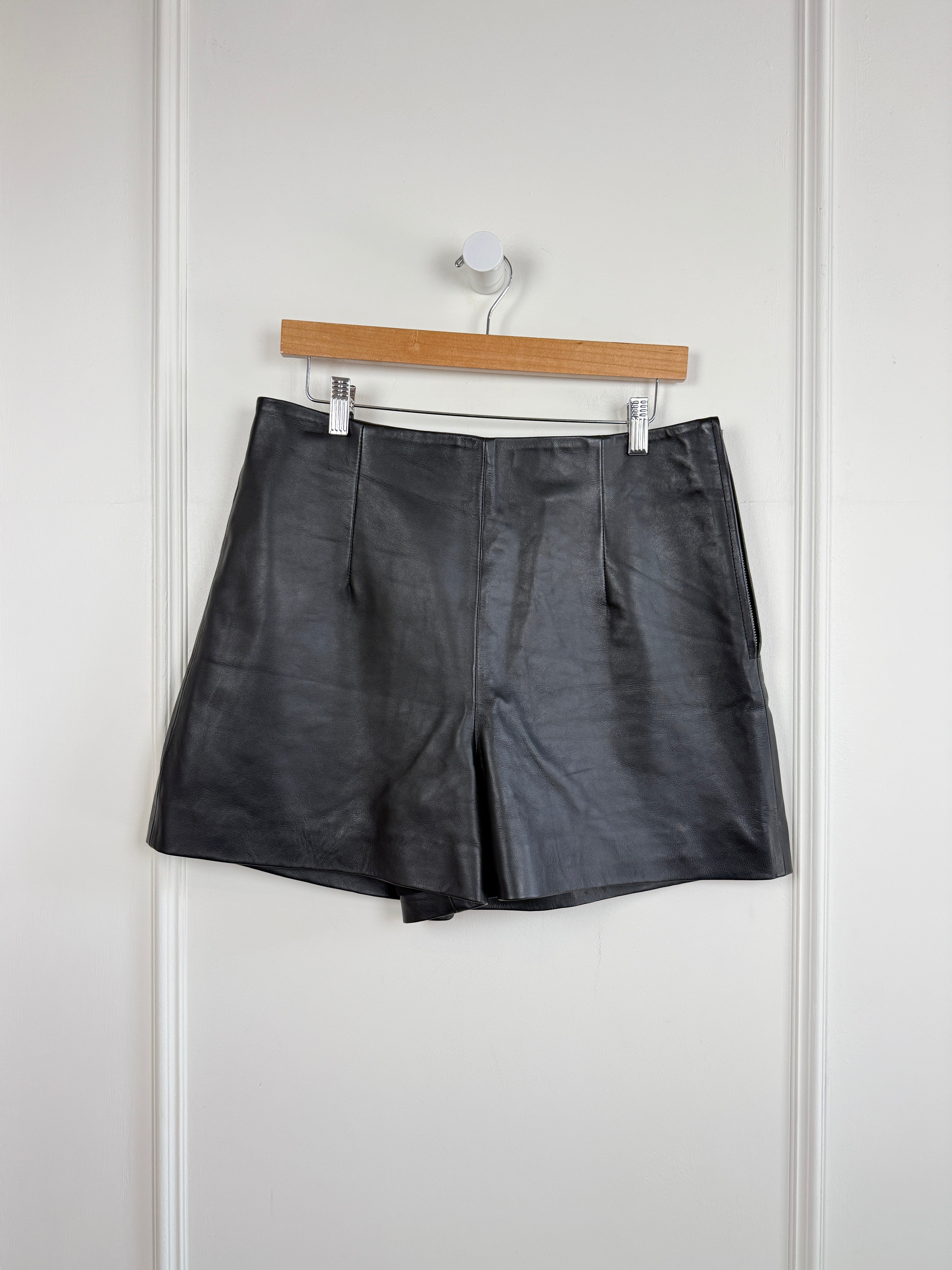 Sezane Lamb Leather Shorts (L/42)