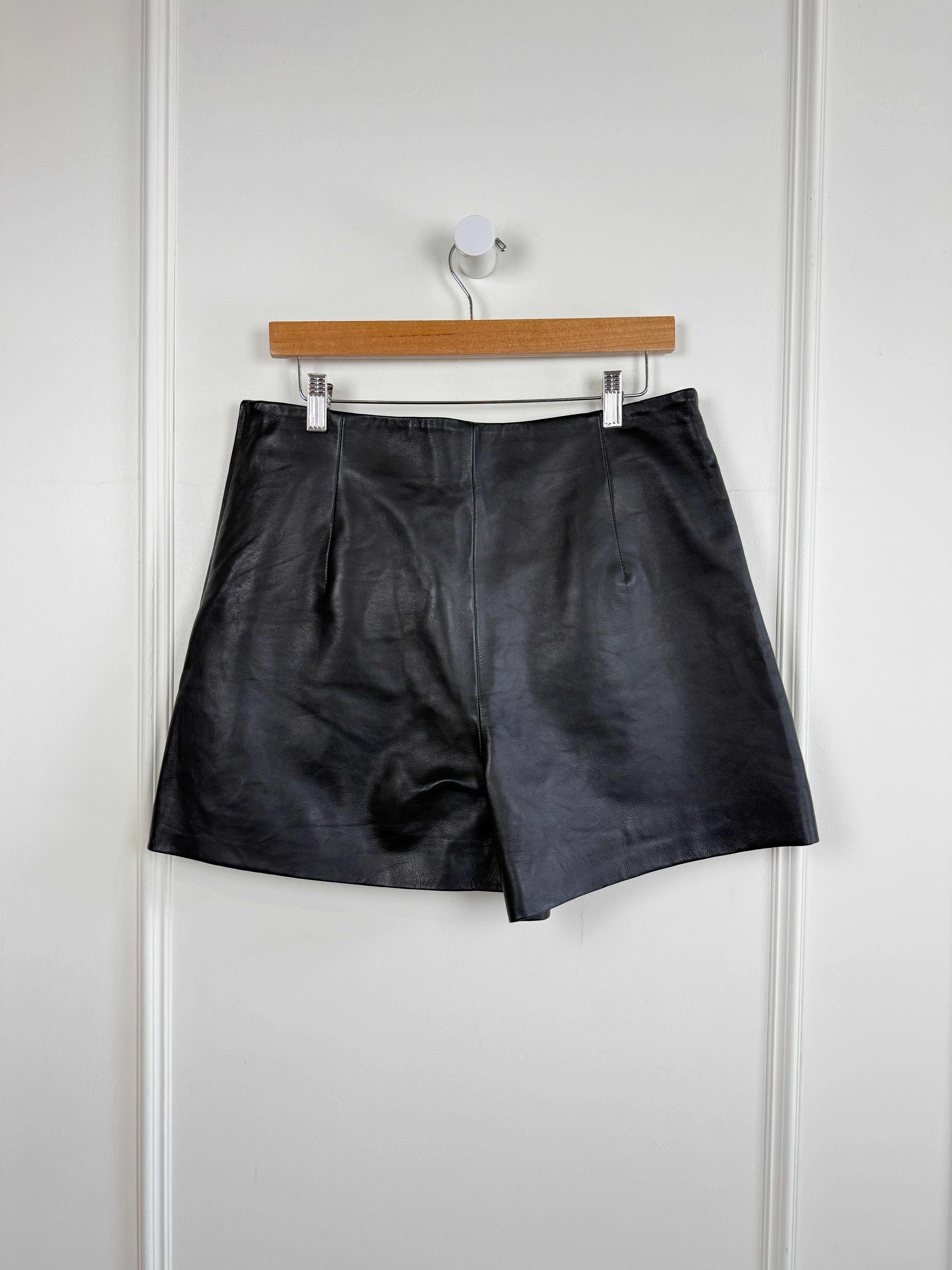Sezane Lamb Leather Shorts (L/42)