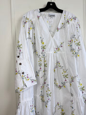 Ganni Tiered Floral-Print Organic Cotton Poplin Mini Dress (L/42)
