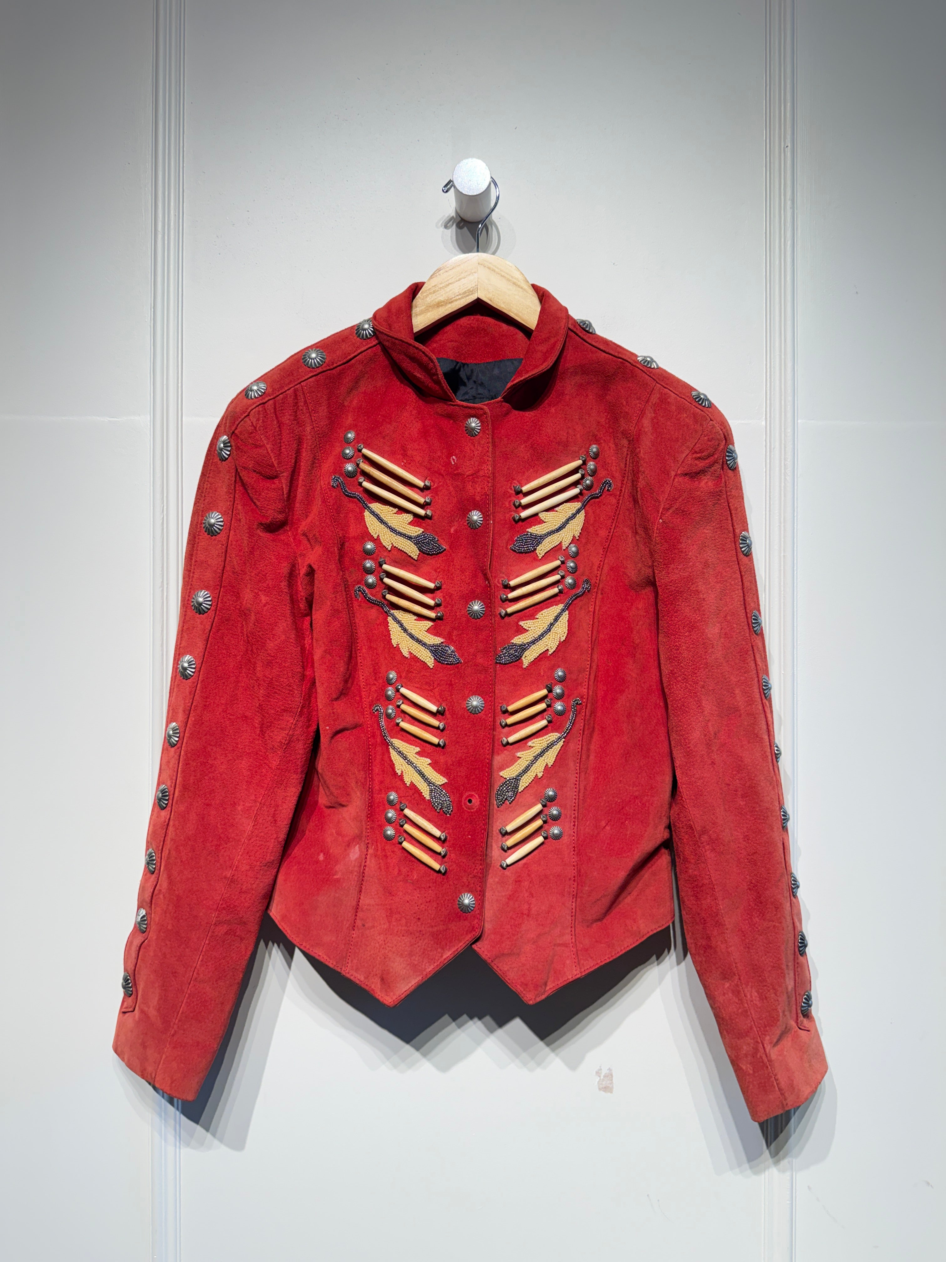 Vintage Red Suede Frontier Coat (M)