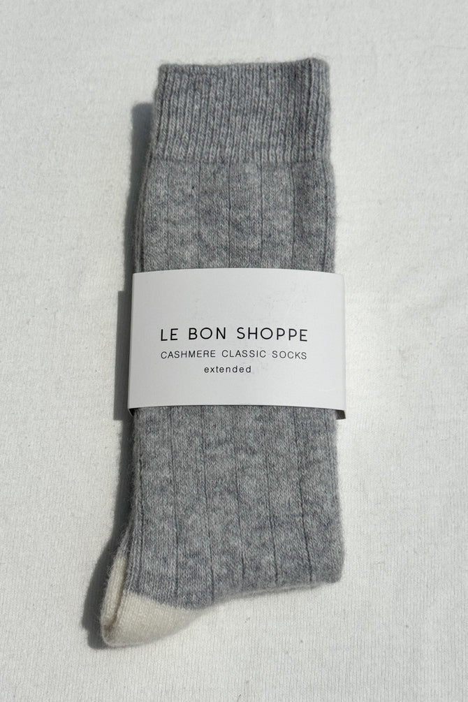 Le Bon Shoppe - Extended Classic Cashmere Socks | Grey Melange