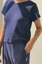 Le Bon Shoppe - Pointelle Babe Tee | Navy