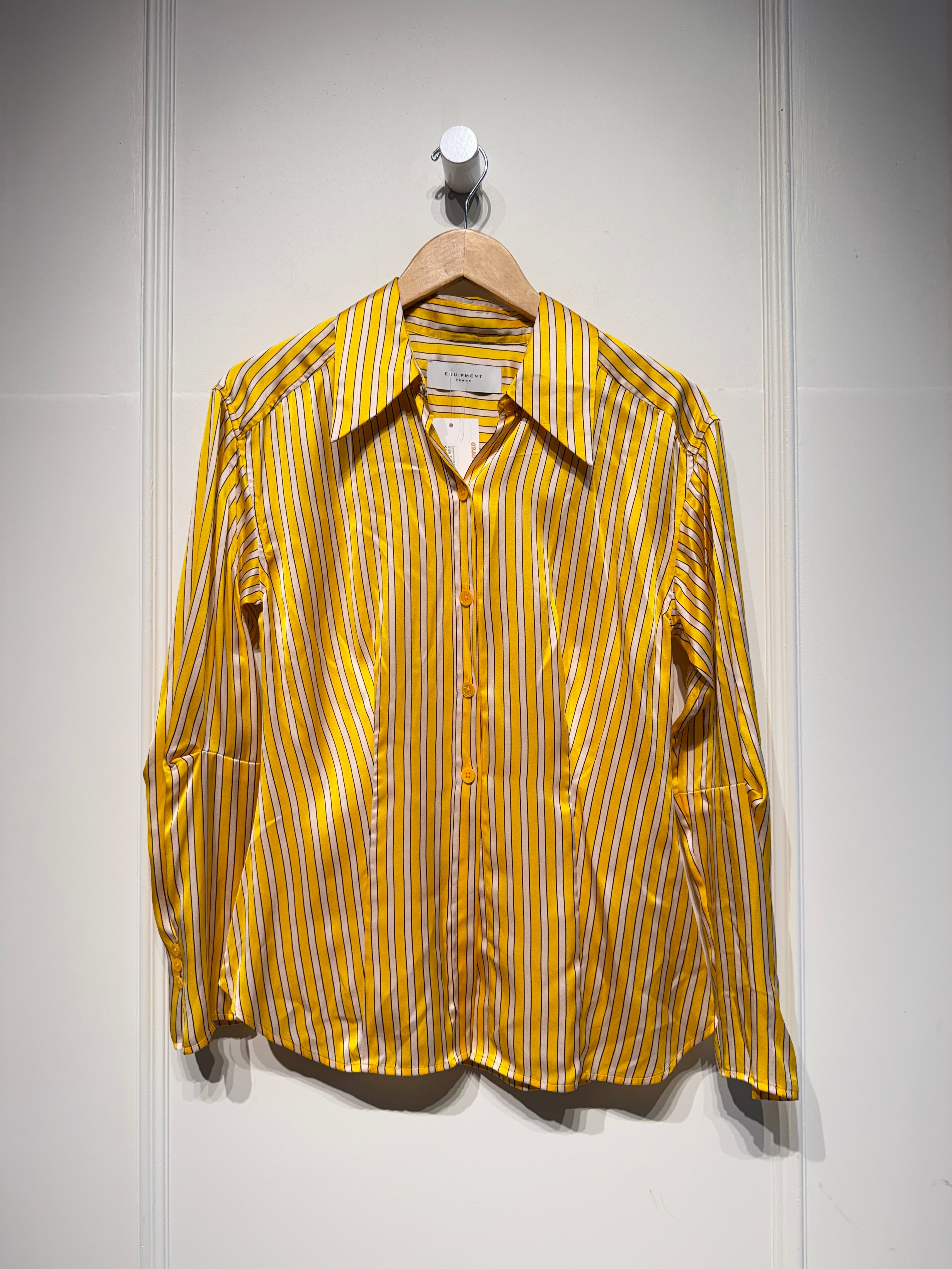 Equipment Silk Yellow Striped Blouse (S)