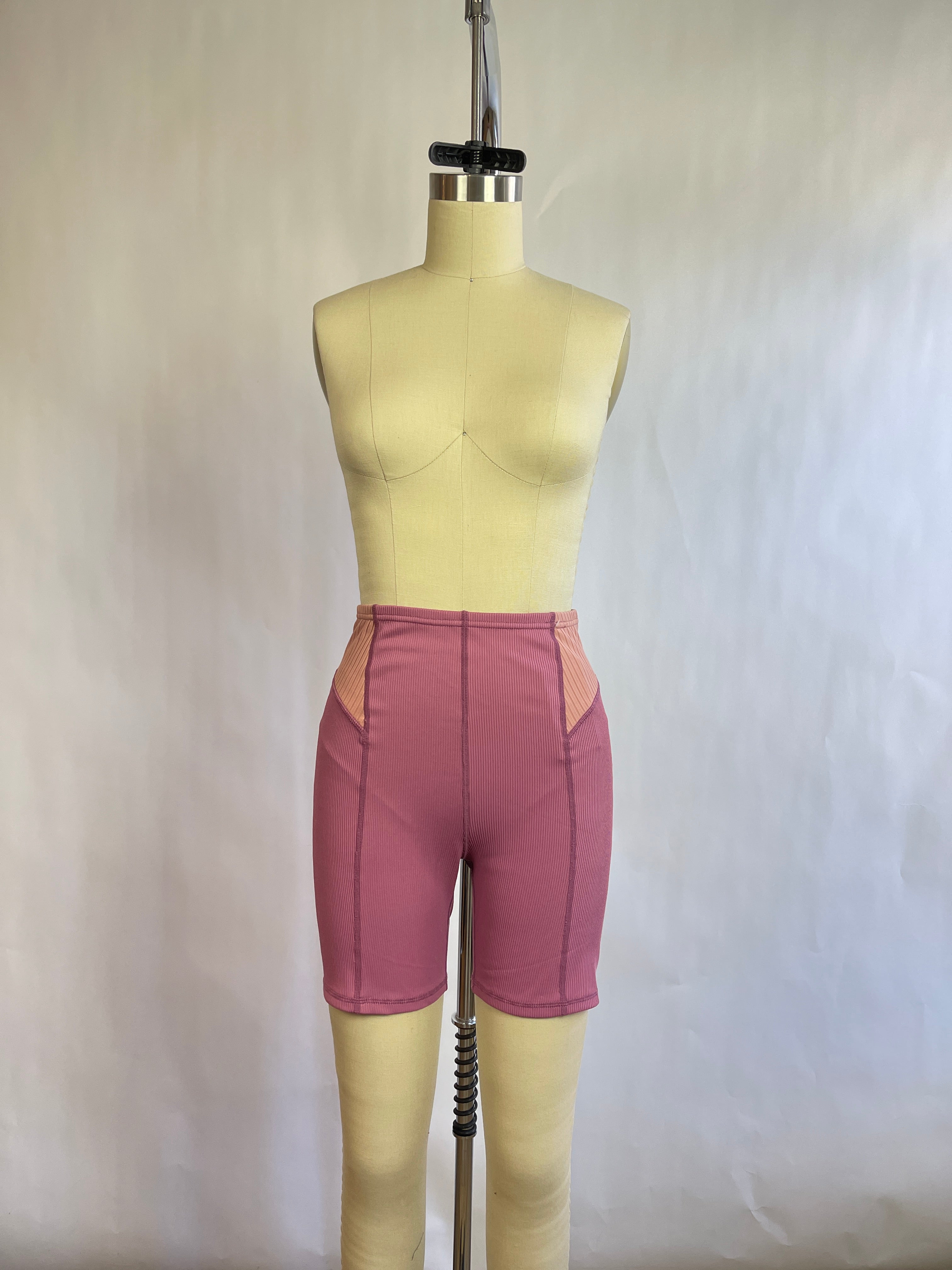 For Love & Lemons Ribbed Pink Bike Shorts (L)