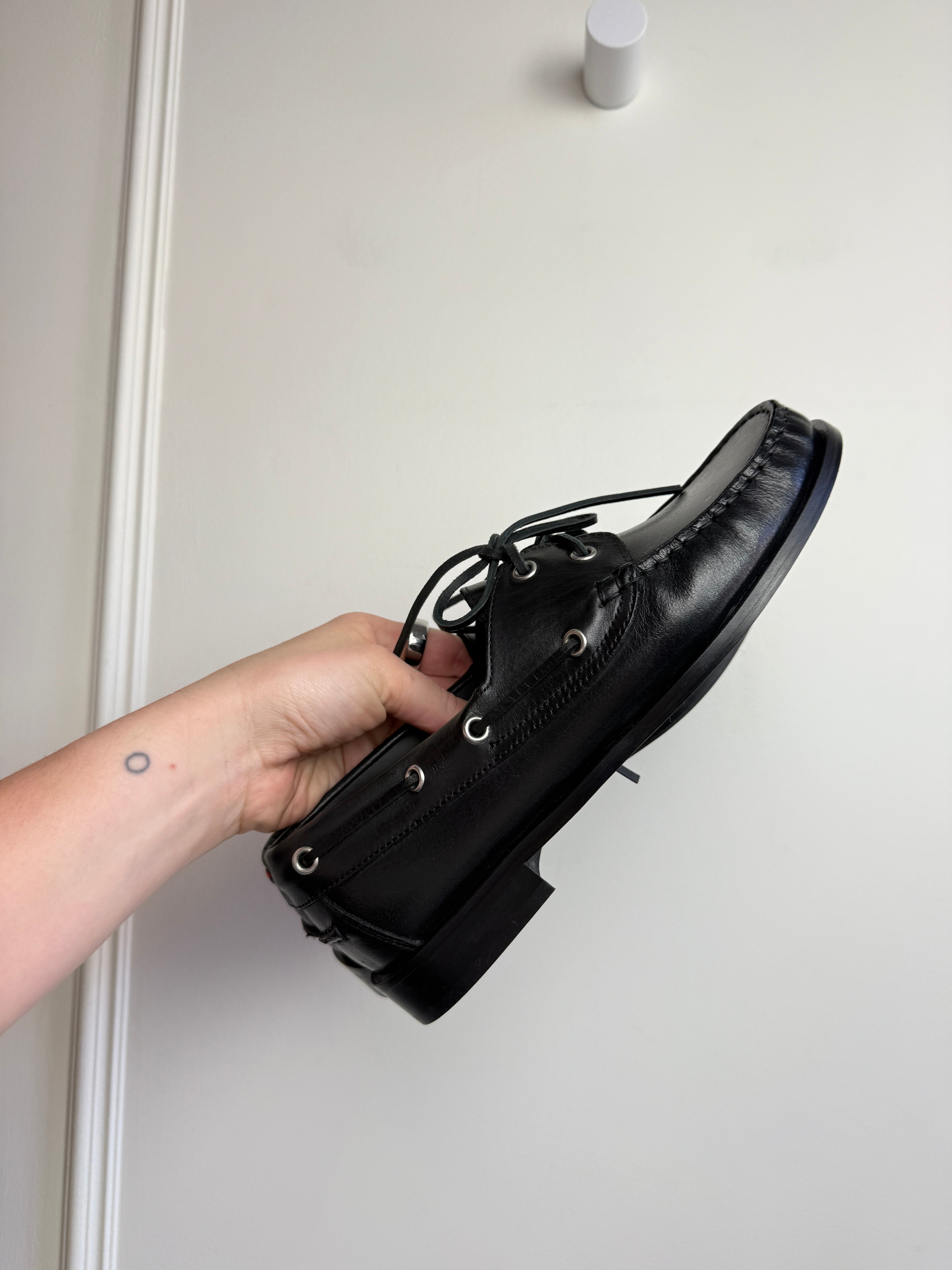 Aeyde Black Boat Shoes (39)