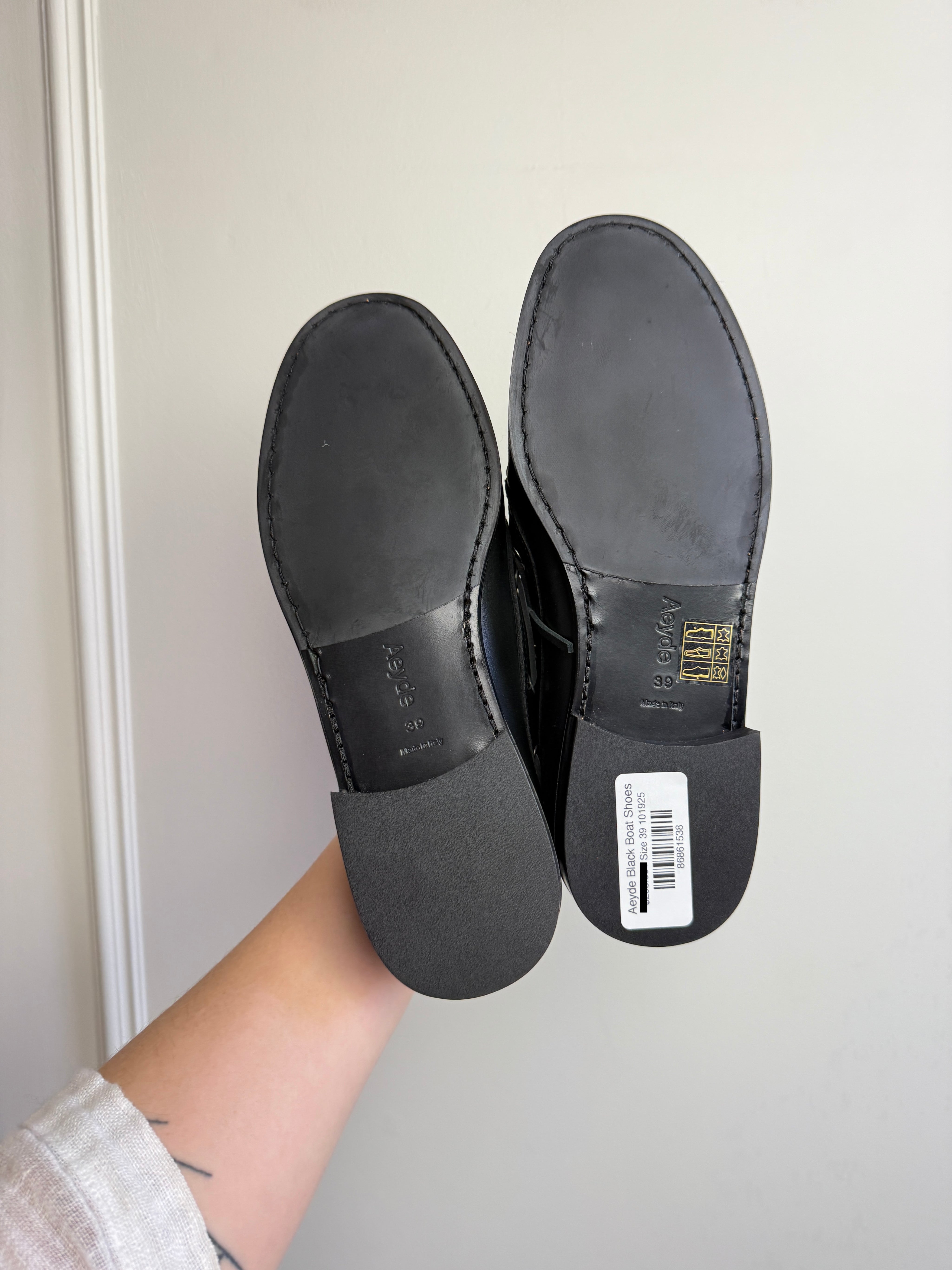 Aeyde Black Boat Shoes (39)