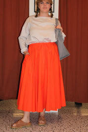 Odeeh Cotton Orange Poplin Skirt (L)