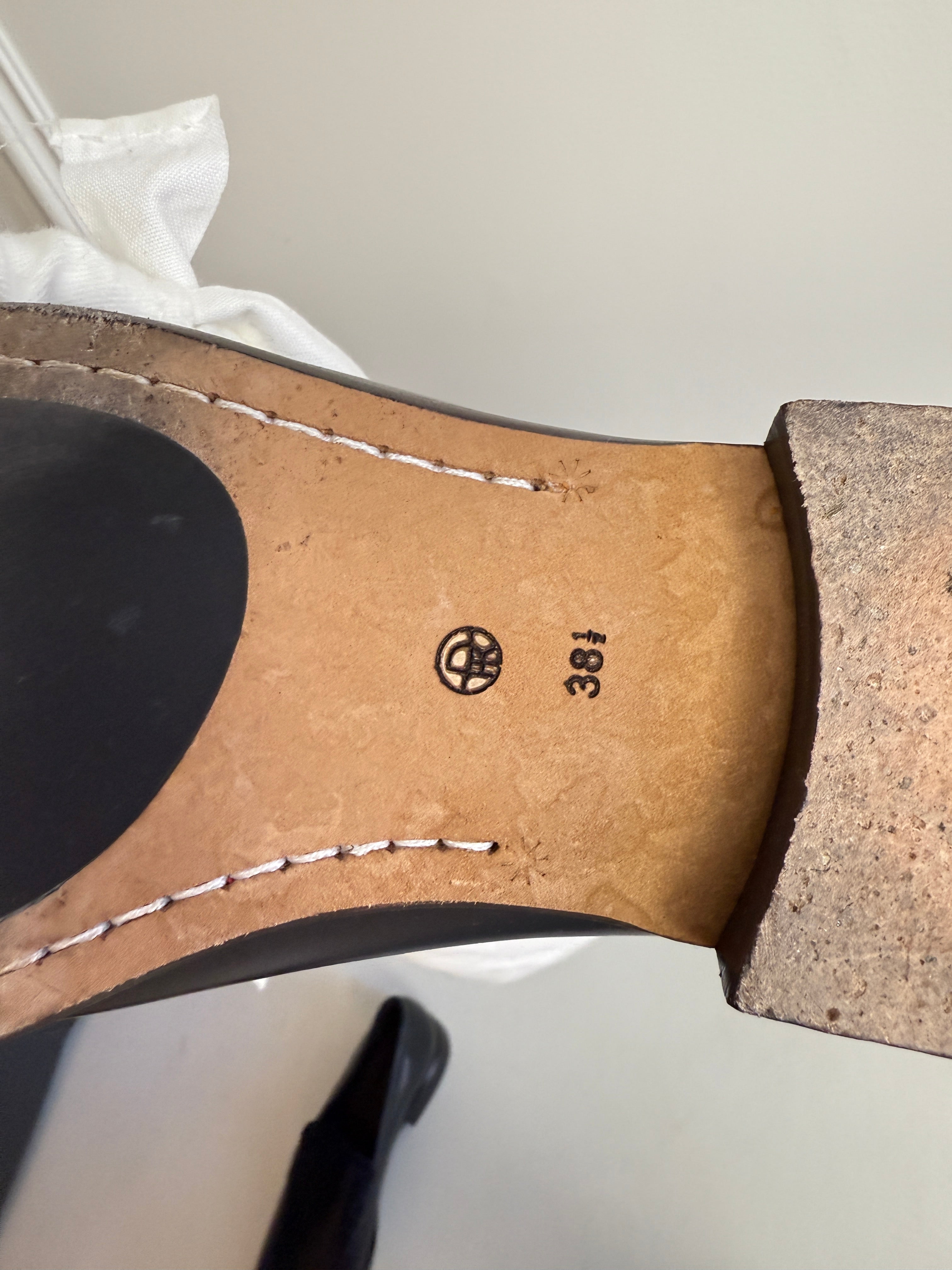 The Row Mensy Leather Loafers in Navy (38.5)