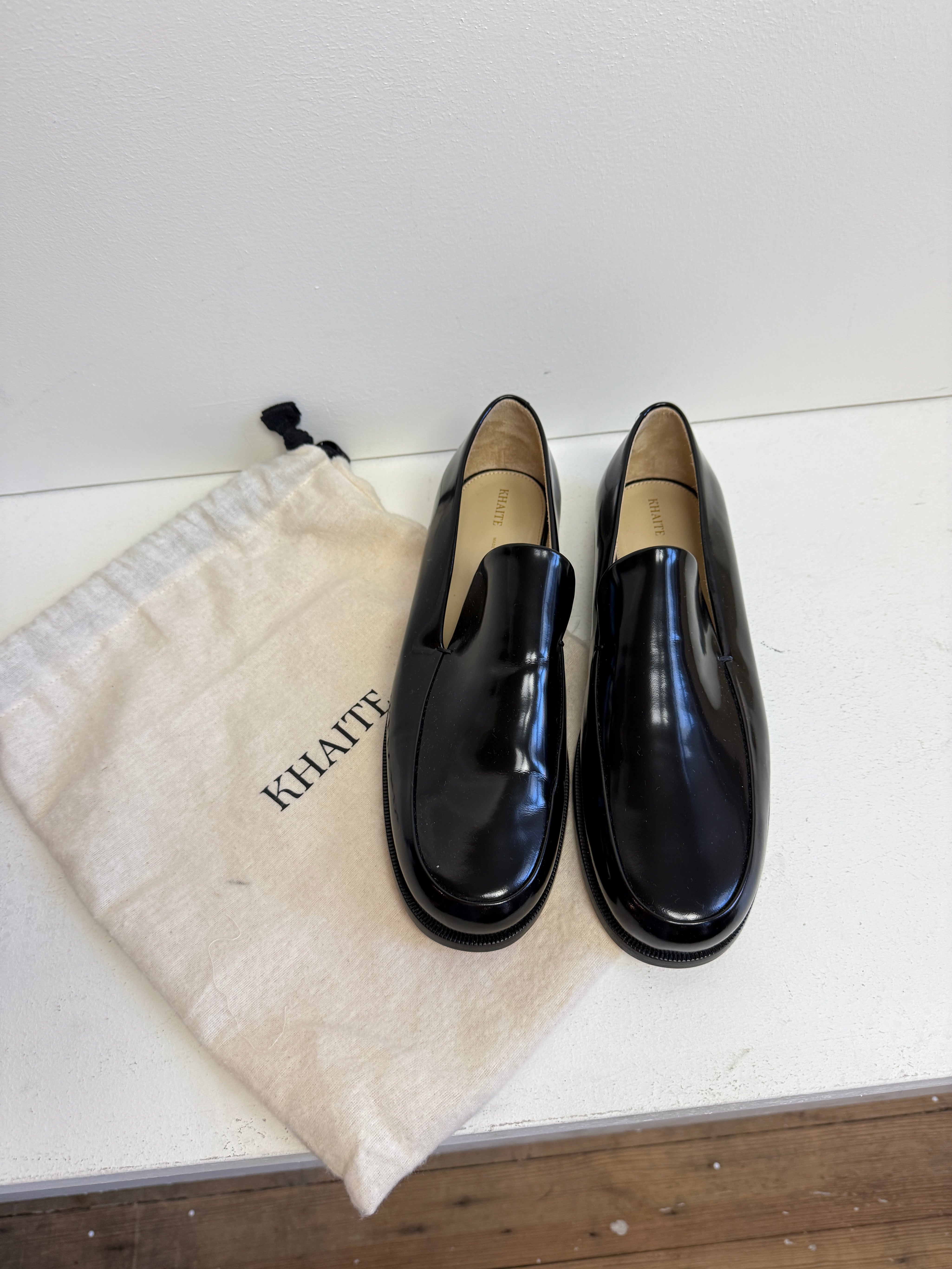 Khaite Black Patent Alessio Loafers (39.5)