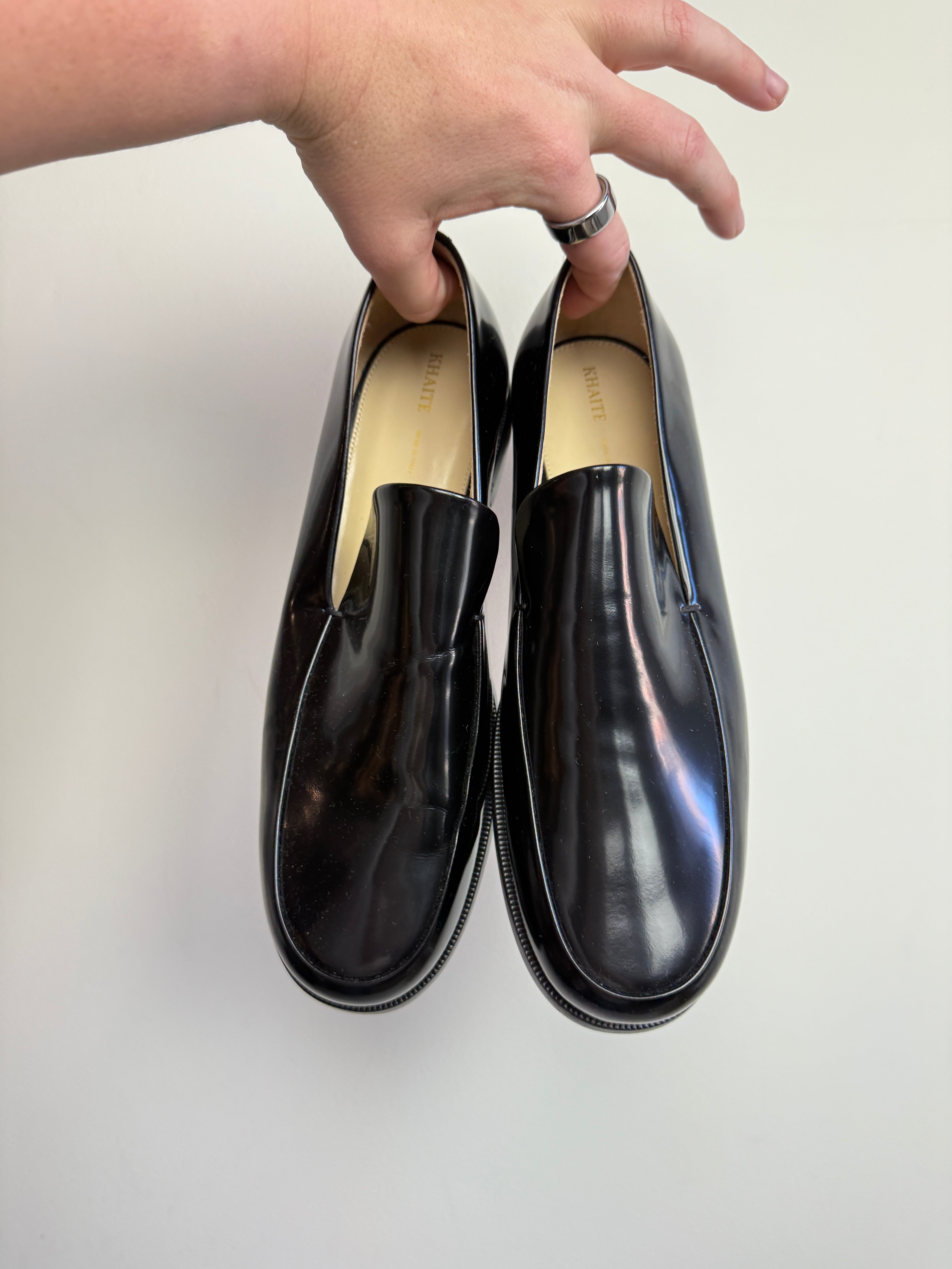 Khaite Black Patent Alessio Loafers (39.5)