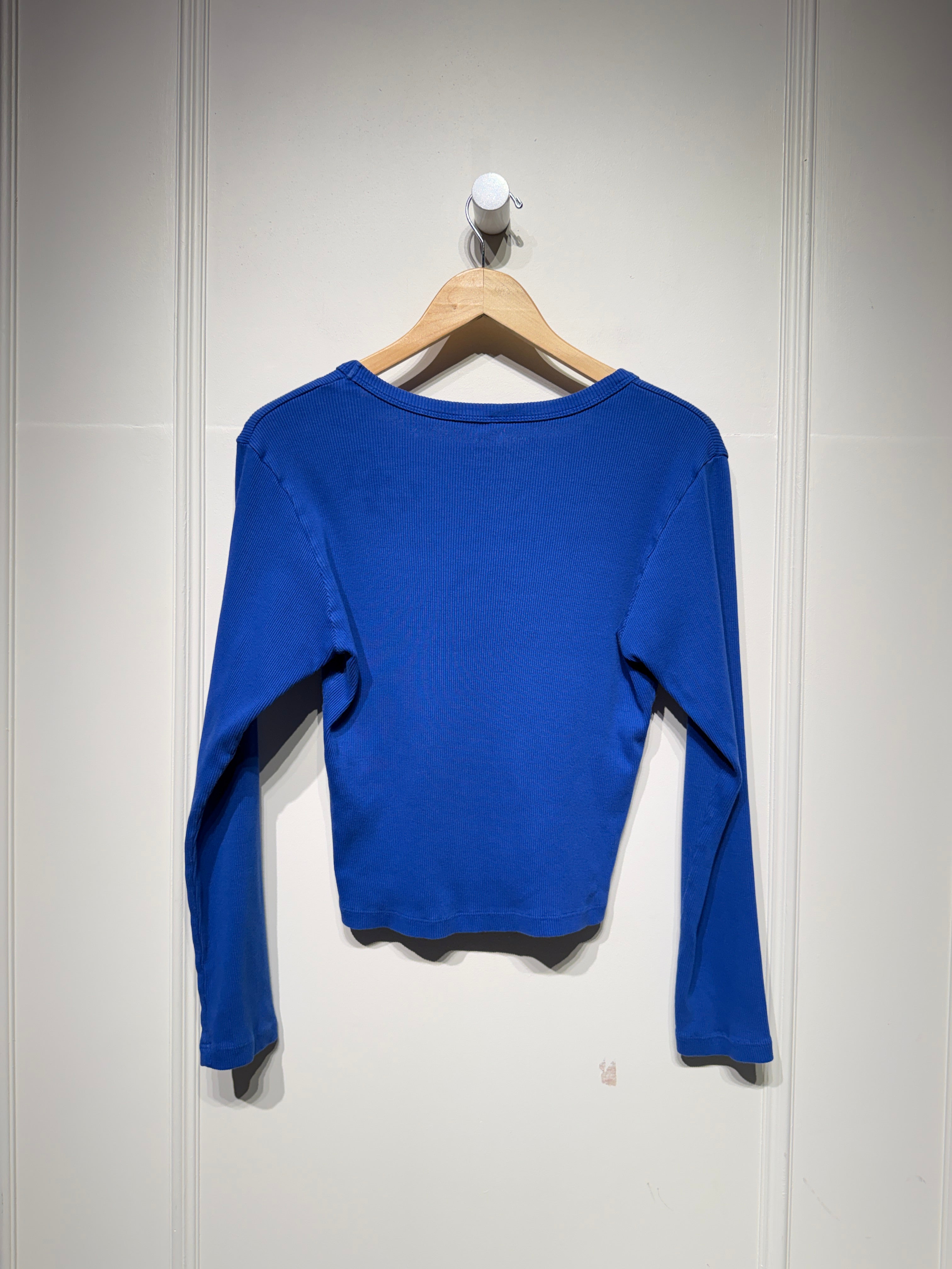 Big Bud Press Blue Ribbed V-Neck Tee (M)