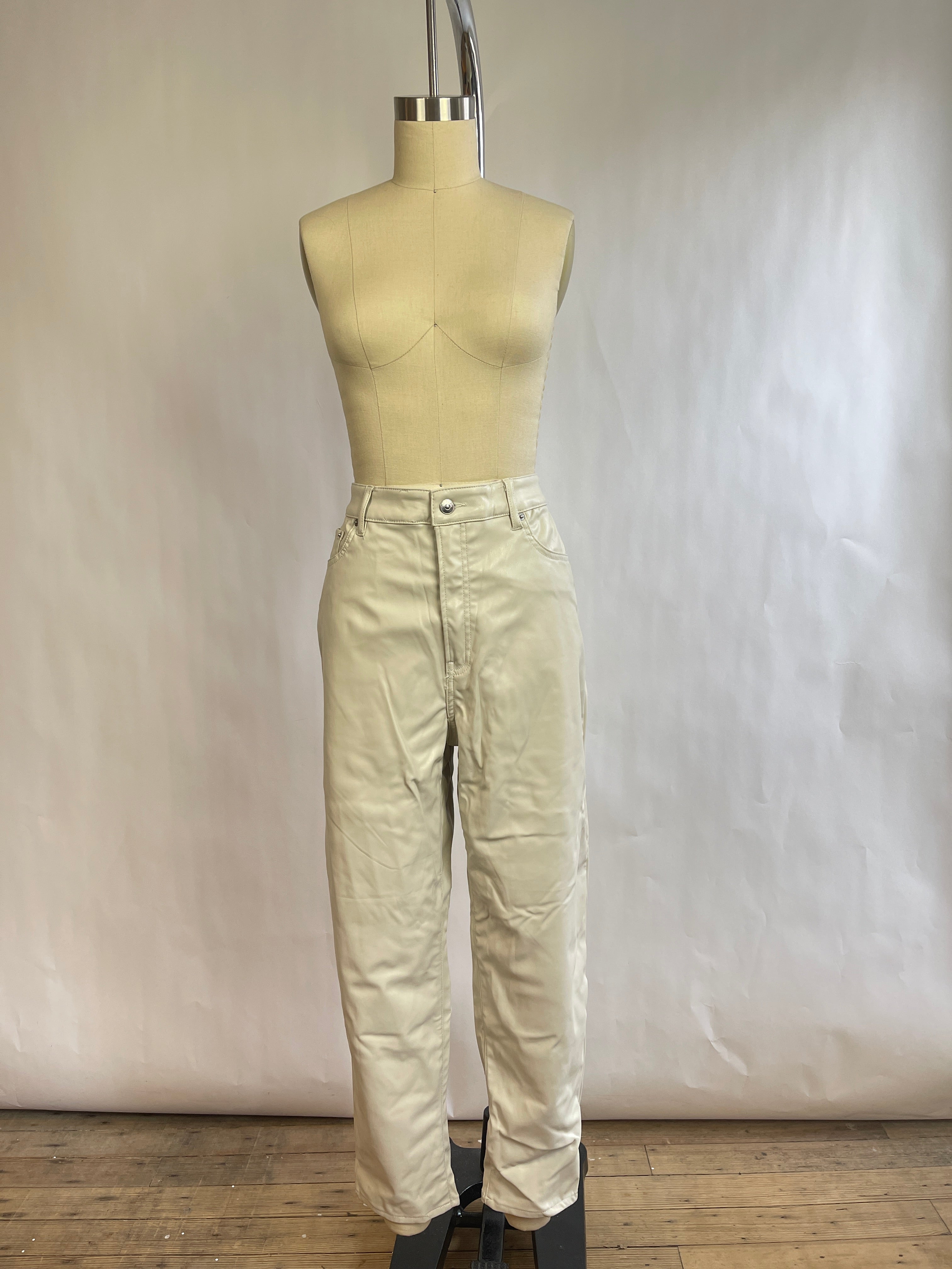 H&M Faux Leather White Pants (10/30)