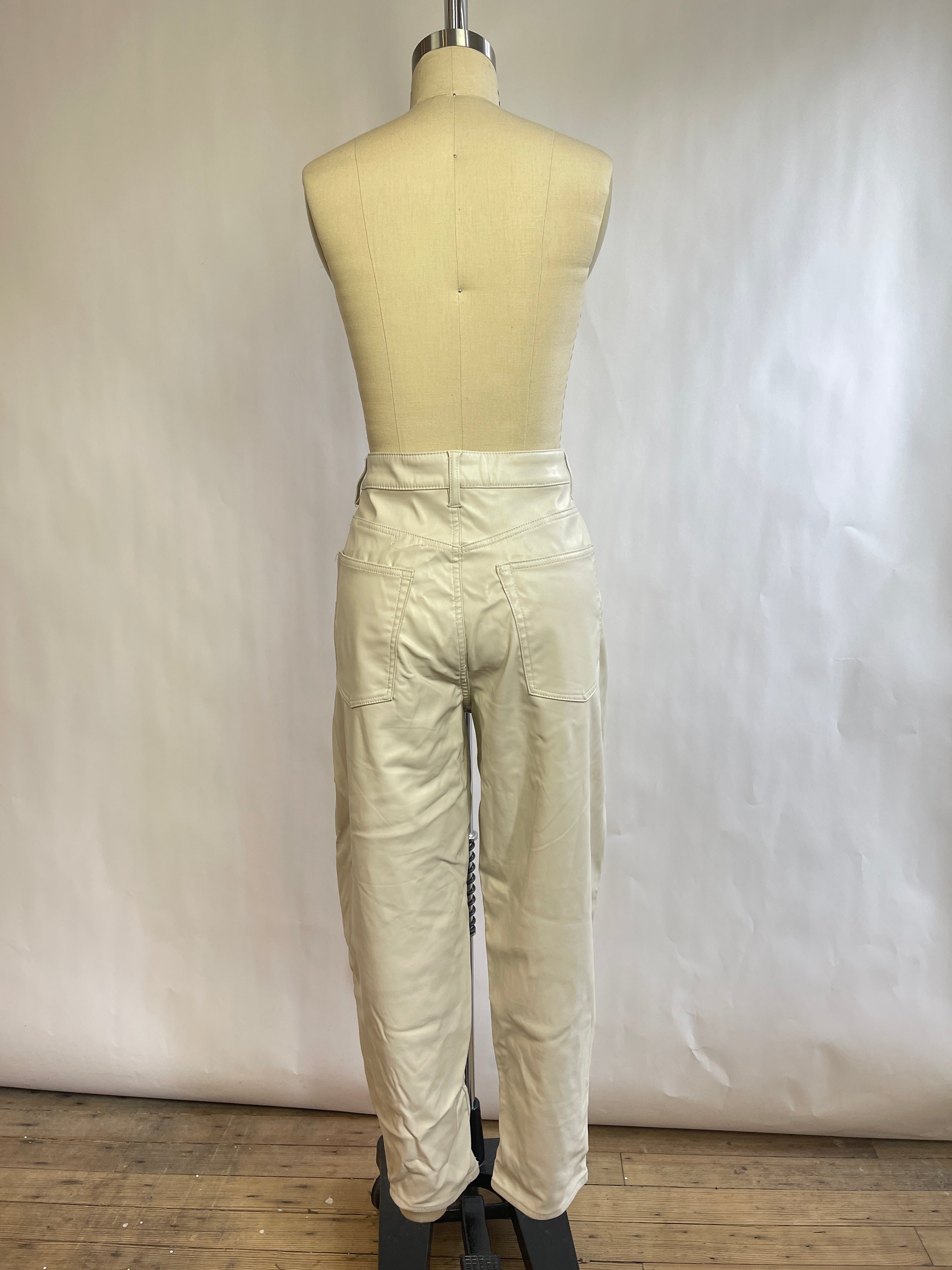 H&M Faux Leather White Pants (10/30)