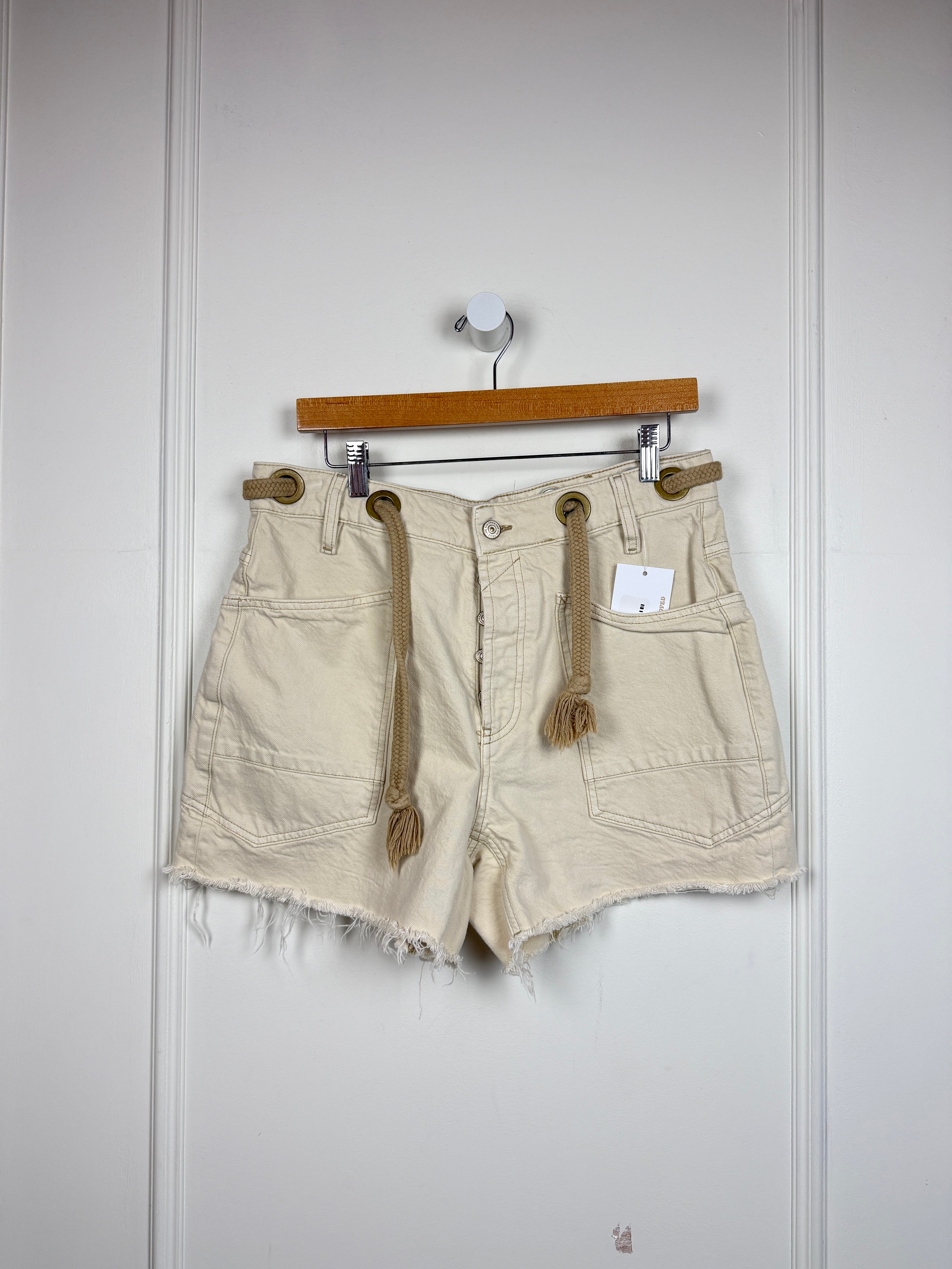 Free People Cream Shorts (M/28)